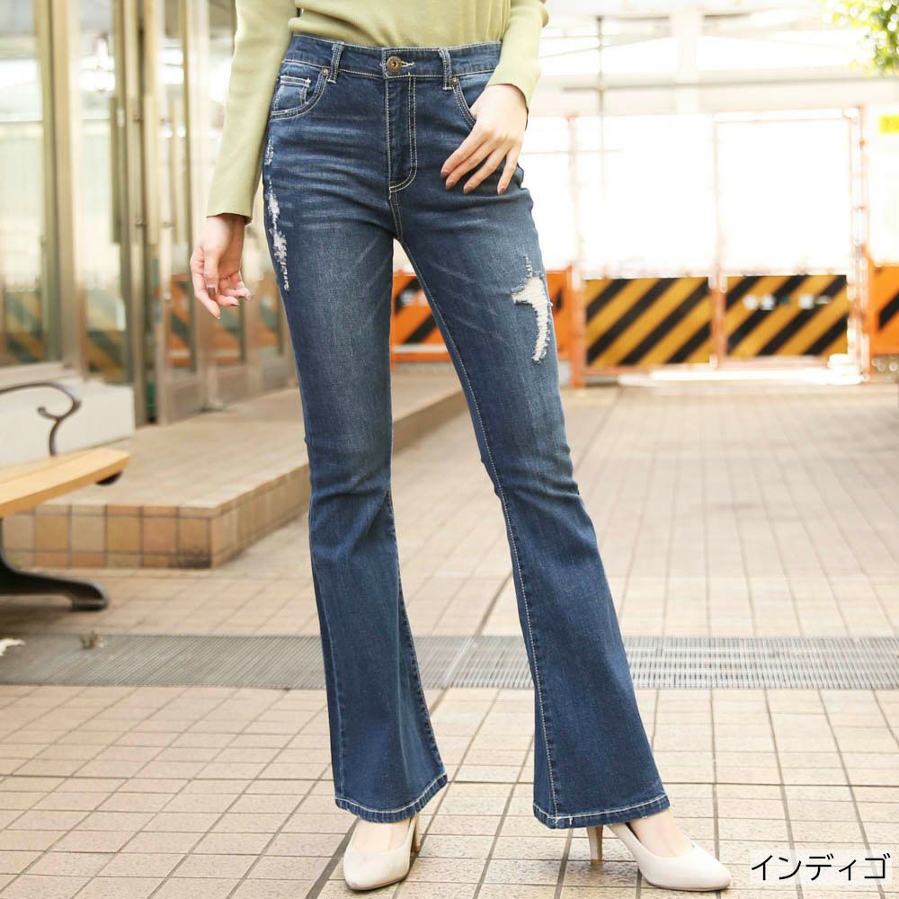 GUAPI zip フレアデニム　即完売モデル　ブラック　ダメージパンツ　激レア GUAPI グアピ ジーンズ All Black Super Stacked Denim メンズ