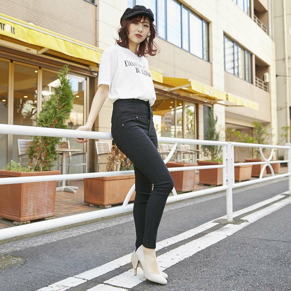 脚長バズりパンツ×美ライン》レディース ハイウエスト スキニーデニム