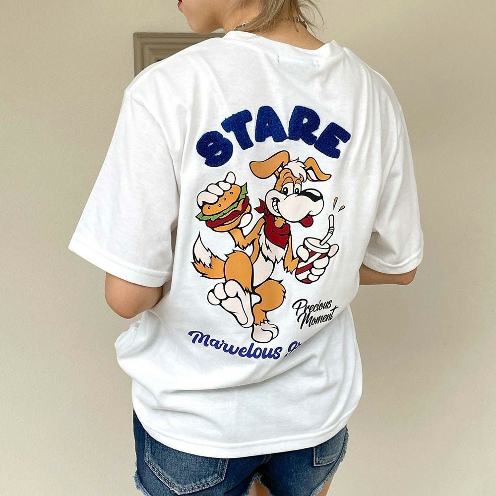 アメコミDOG×サガラ刺繍》レディース 半袖 Tシャツ キャラクター
