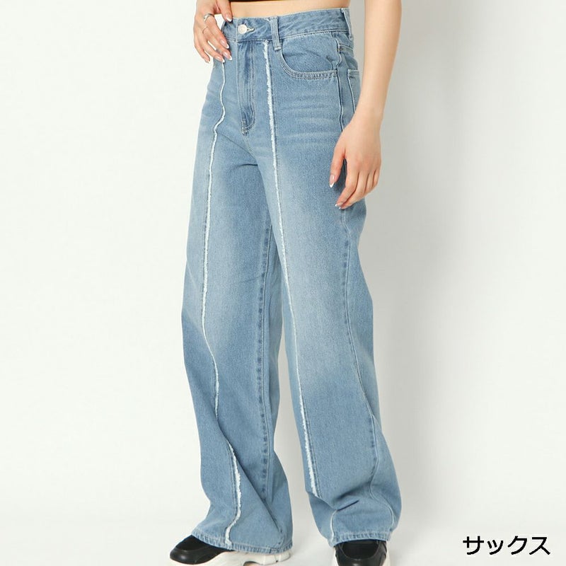センターフリンジデニムワイドパンツ | GORGE FRANGANT グラフィック 