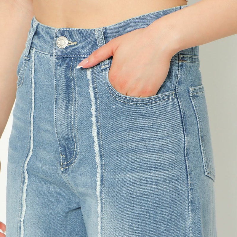 ウエストフリンジタックストレートデニム - パンツ通販 | 人気 
