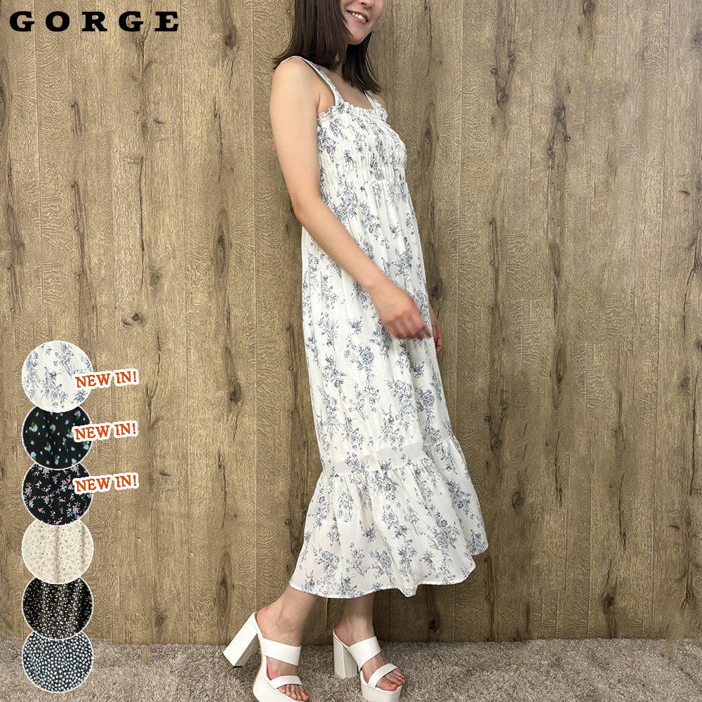風になびく裾フリル》小花柄で魅せる旬顔ワンピ | GORGE