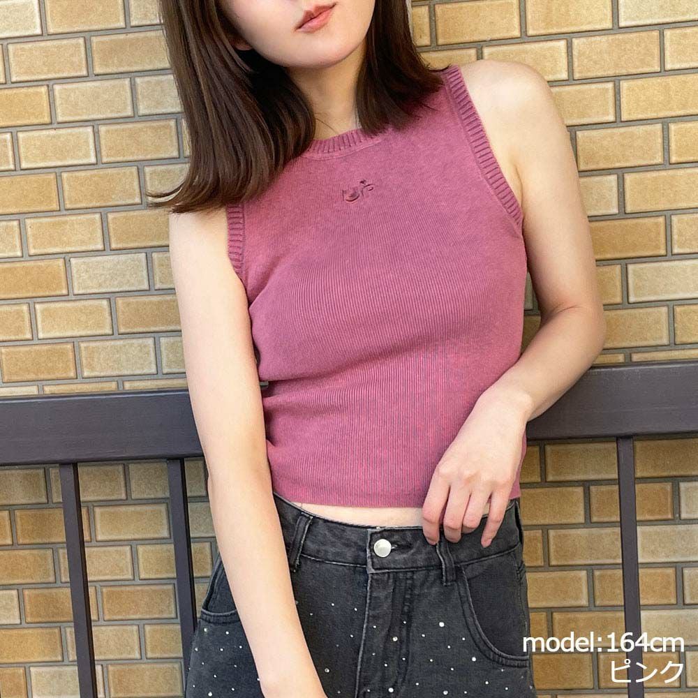 ピグメント加工×ヘルシー肌見せ》レディース ノースリーブ ニット