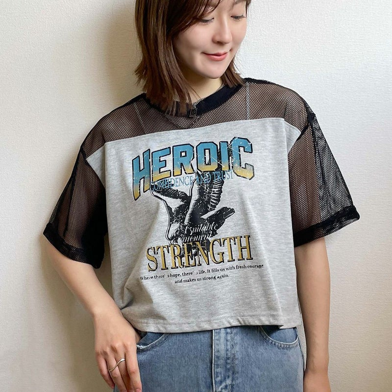 メッシュ切替プリントTシャツ | GORGE