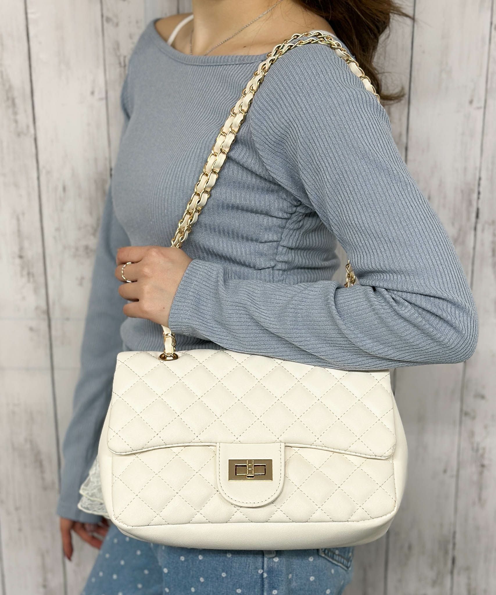 キルティング×チェーン》ルルナ2WAYショルダーBAG レディース 斜め掛け