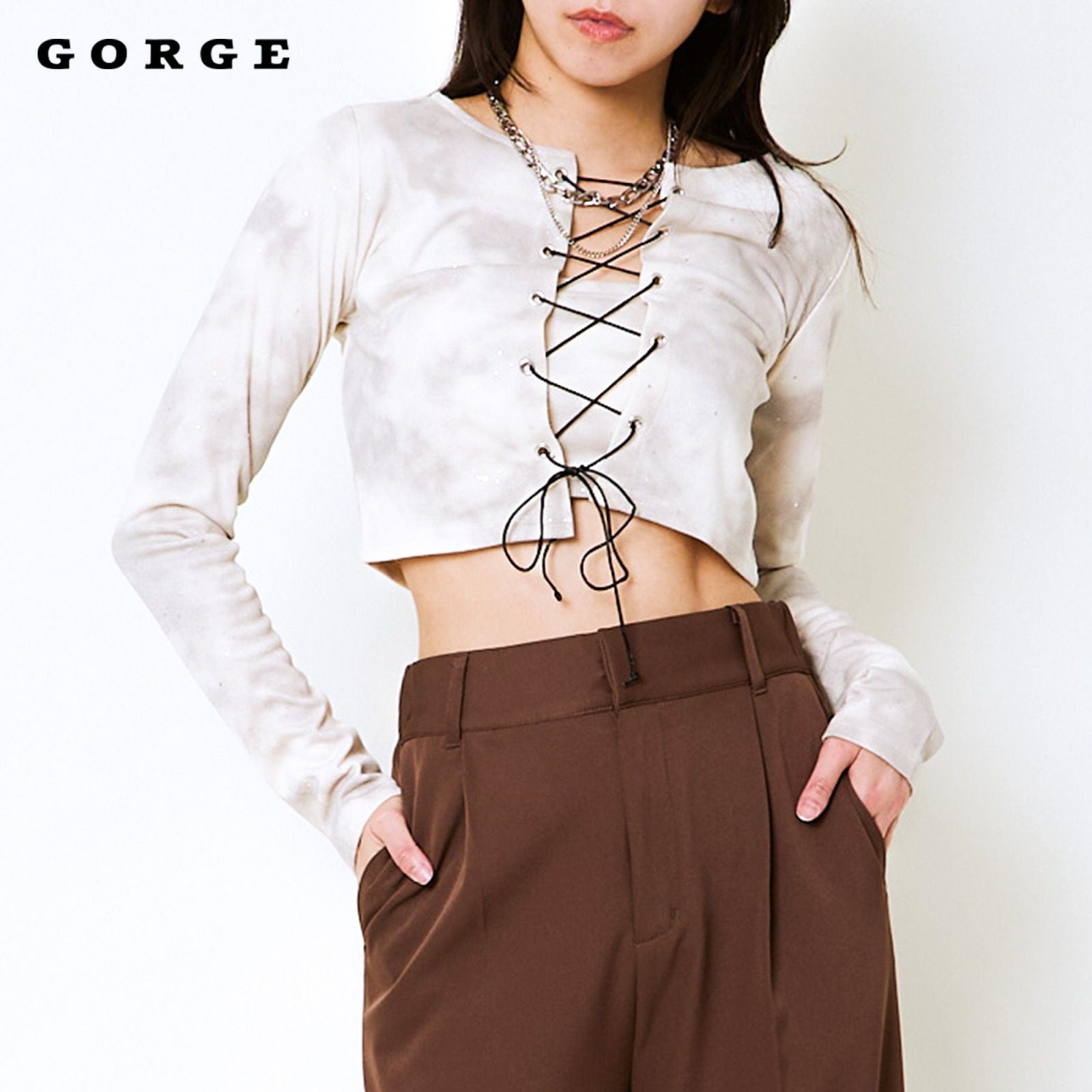 編み上げアンサンブルラメトップス | GORGE
