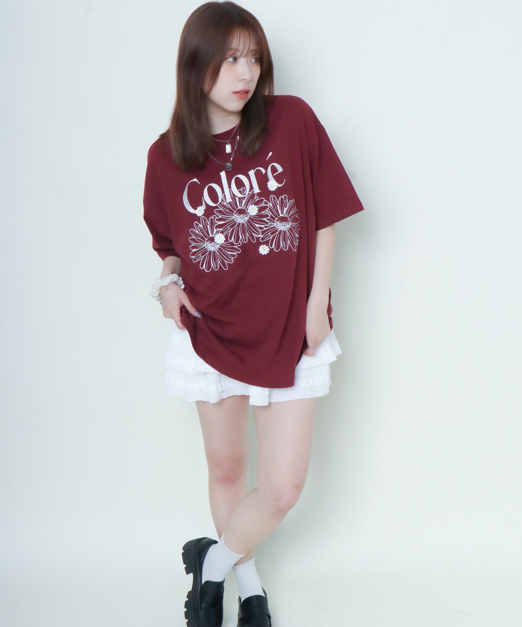 フラワー刺しゅう×ロゴ映え》ルーズTシャツ | GORGE