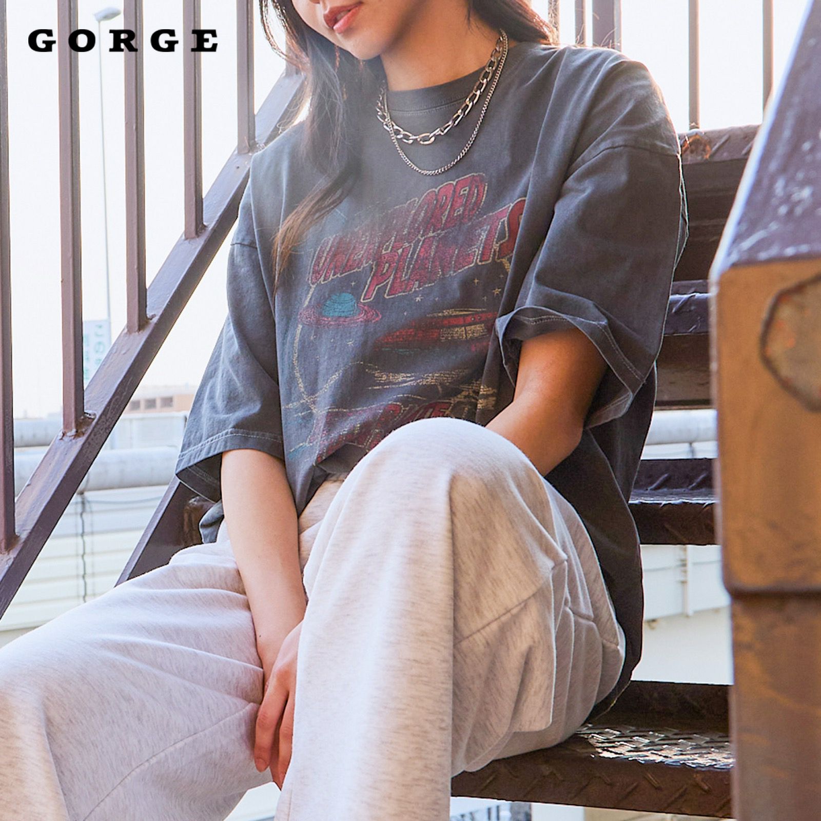 ピグメント加工×ヴィンテージ風ロゴ》ユニセックス ビッグTシャツ 半袖