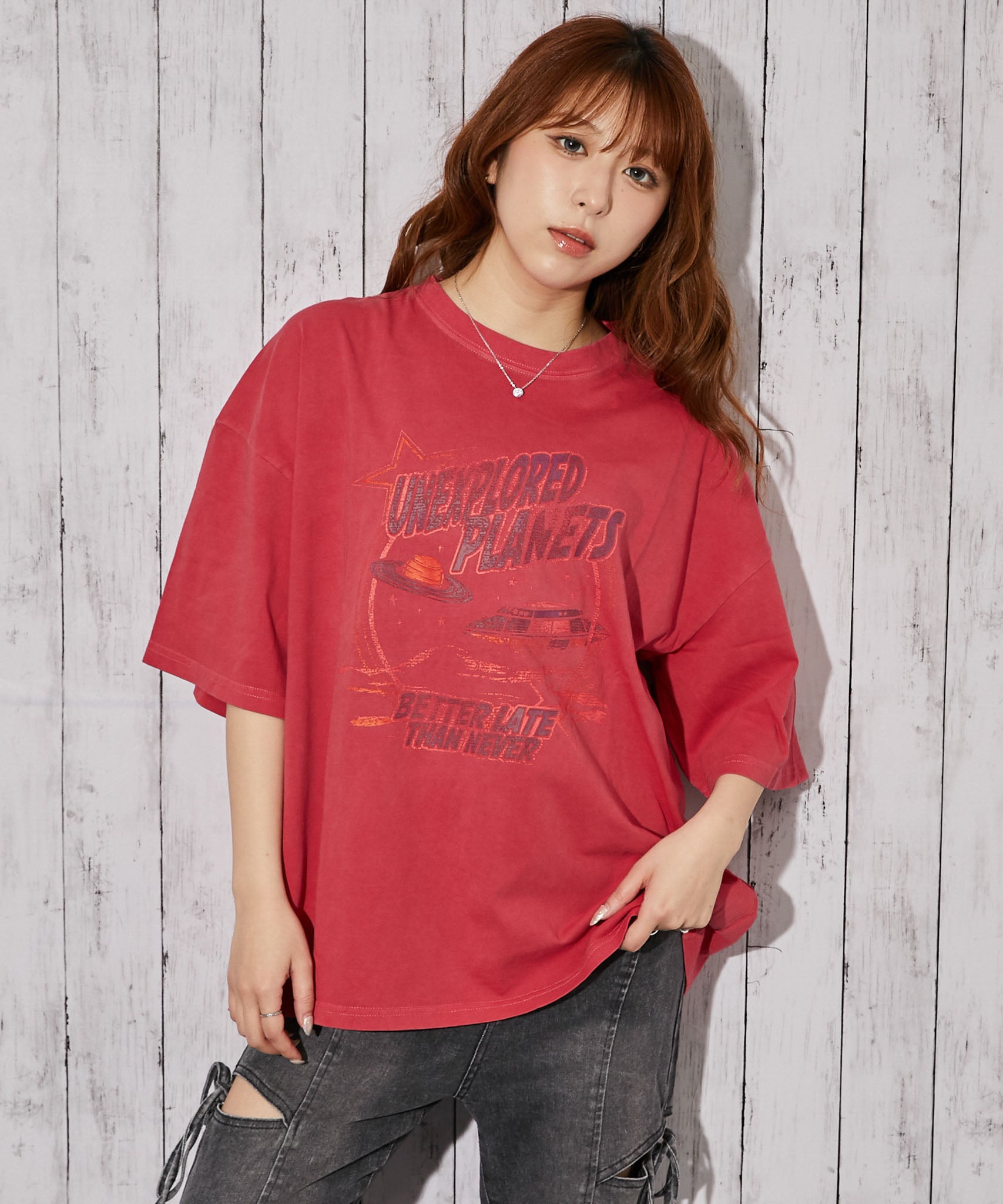 ピグメント加工×ヴィンテージ風ロゴ》ユニセックス ビッグTシャツ 半袖