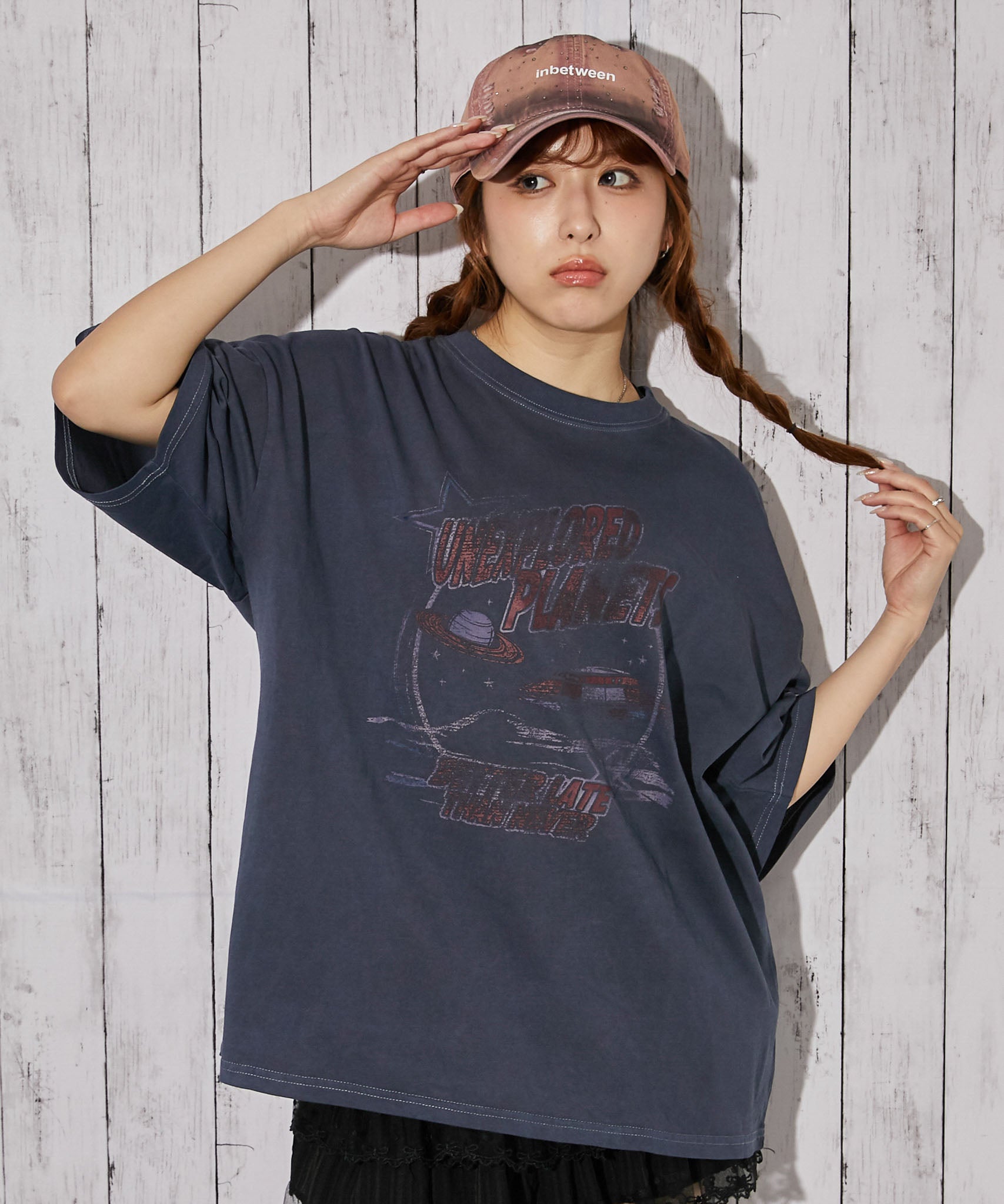 ピグメント加工×ヴィンテージ風ロゴ》ユニセックス ビッグTシャツ 半袖