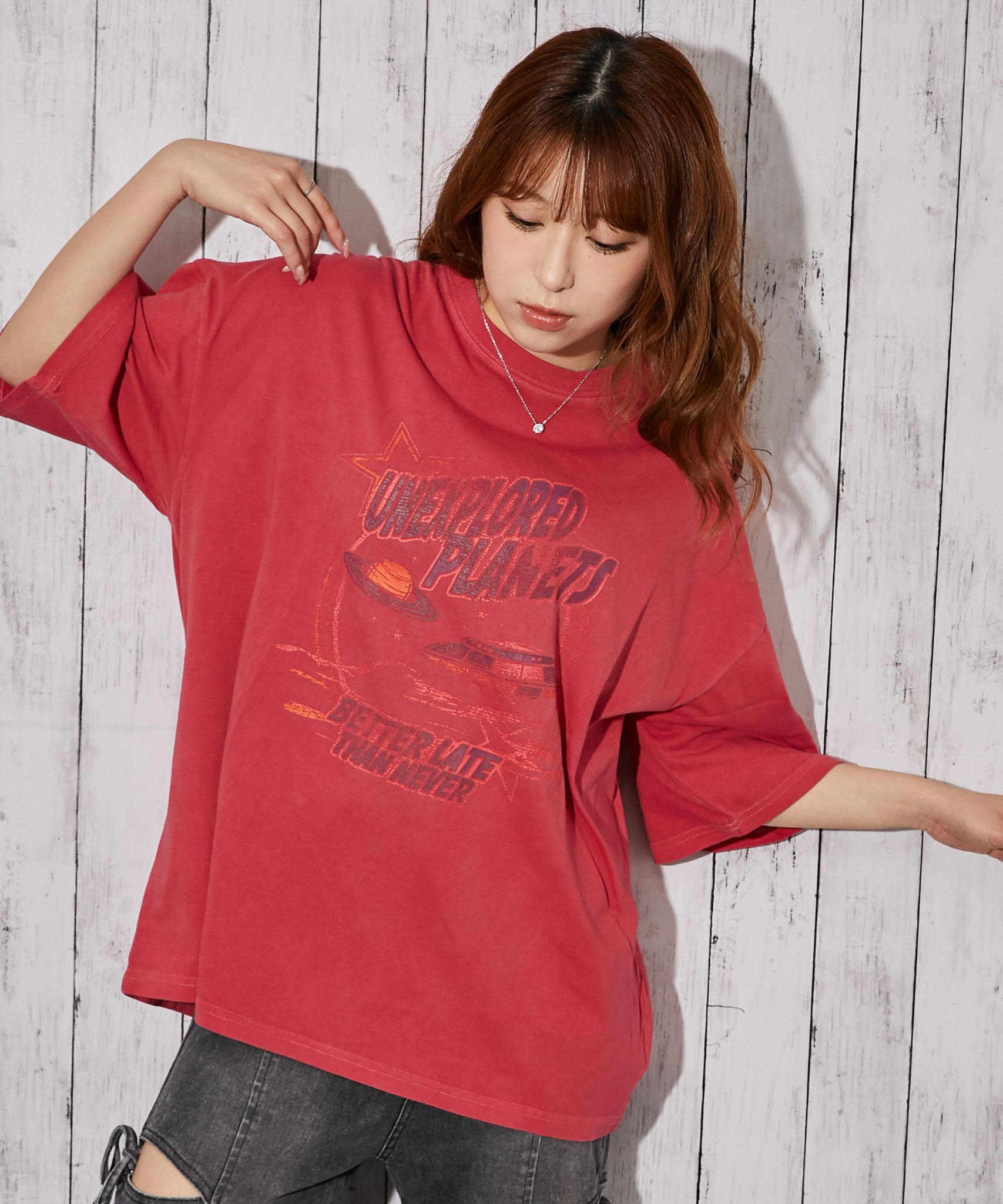 ピグメント加工×ヴィンテージ風ロゴ》ユニセックス ビッグTシャツ 半袖