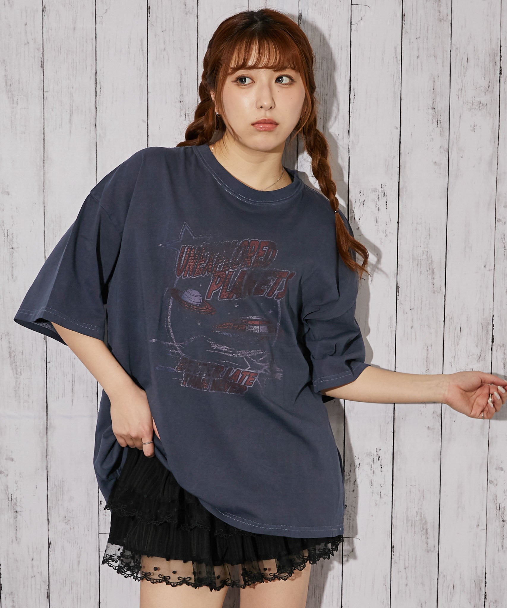 ピグメント加工×ヴィンテージ風ロゴ》ユニセックス ビッグTシャツ 半袖
