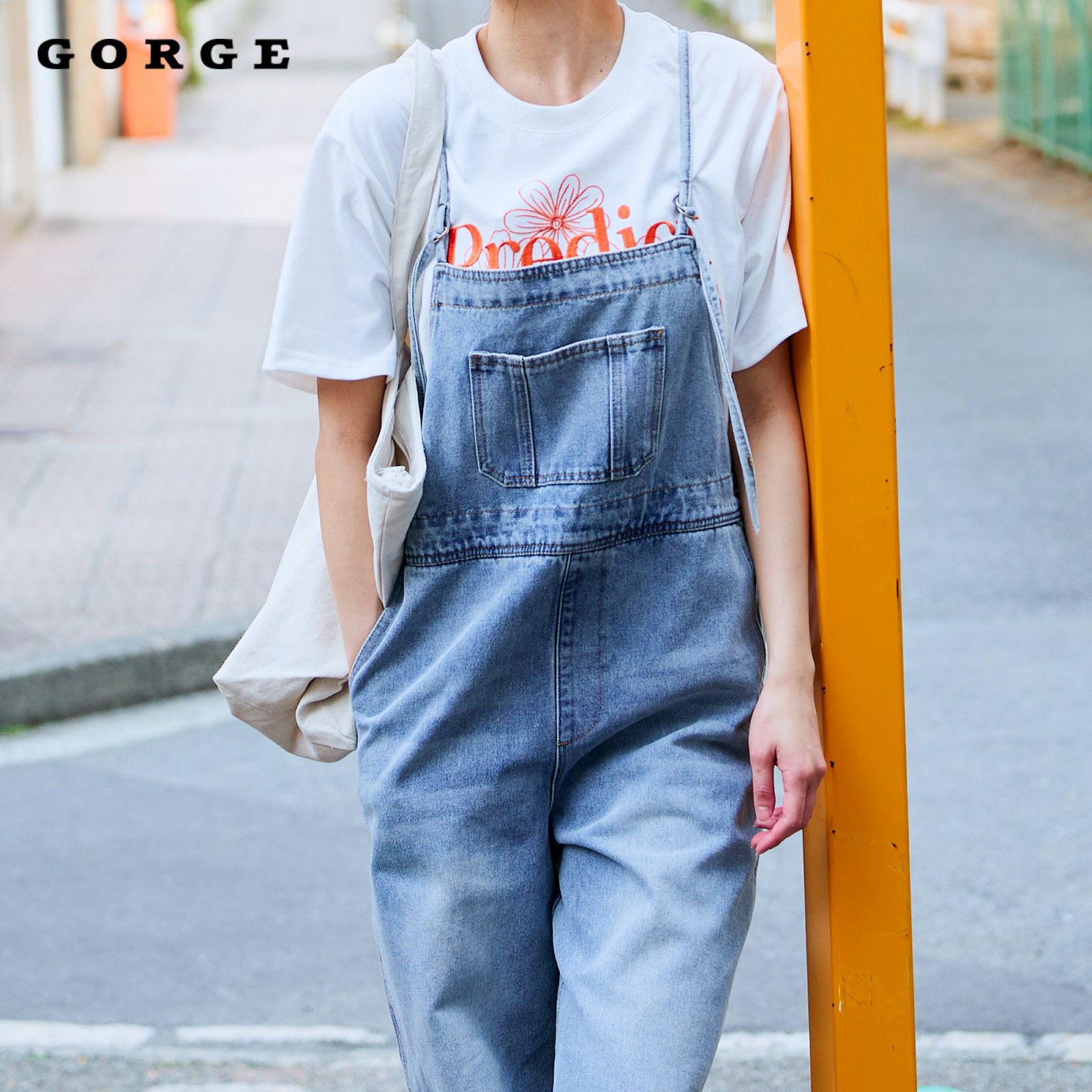 華奢ストラップ×美シルエット》レディース デニムキャミサロペット