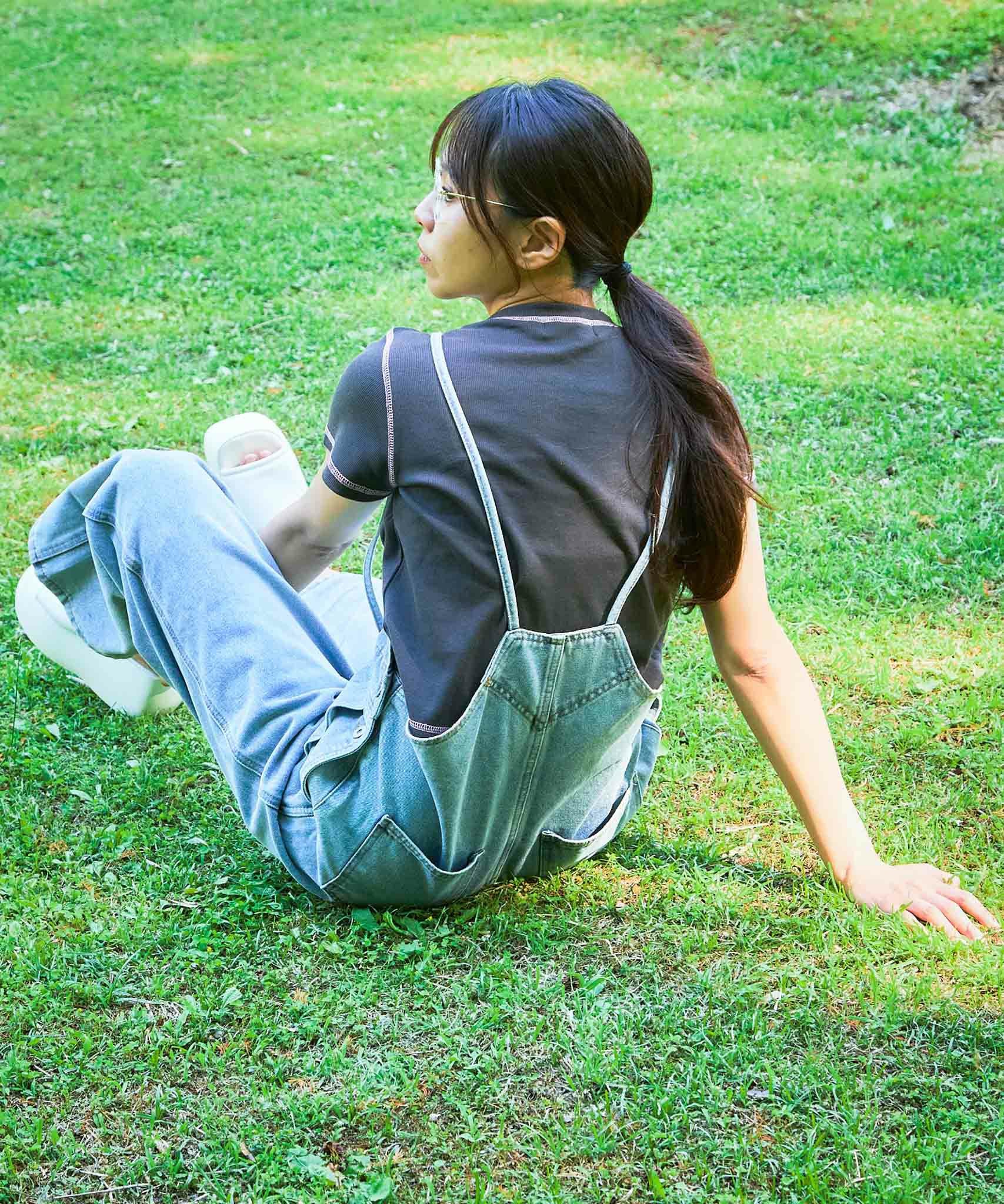 華奢ストラップ×美シルエット》レディース デニムキャミサロペット