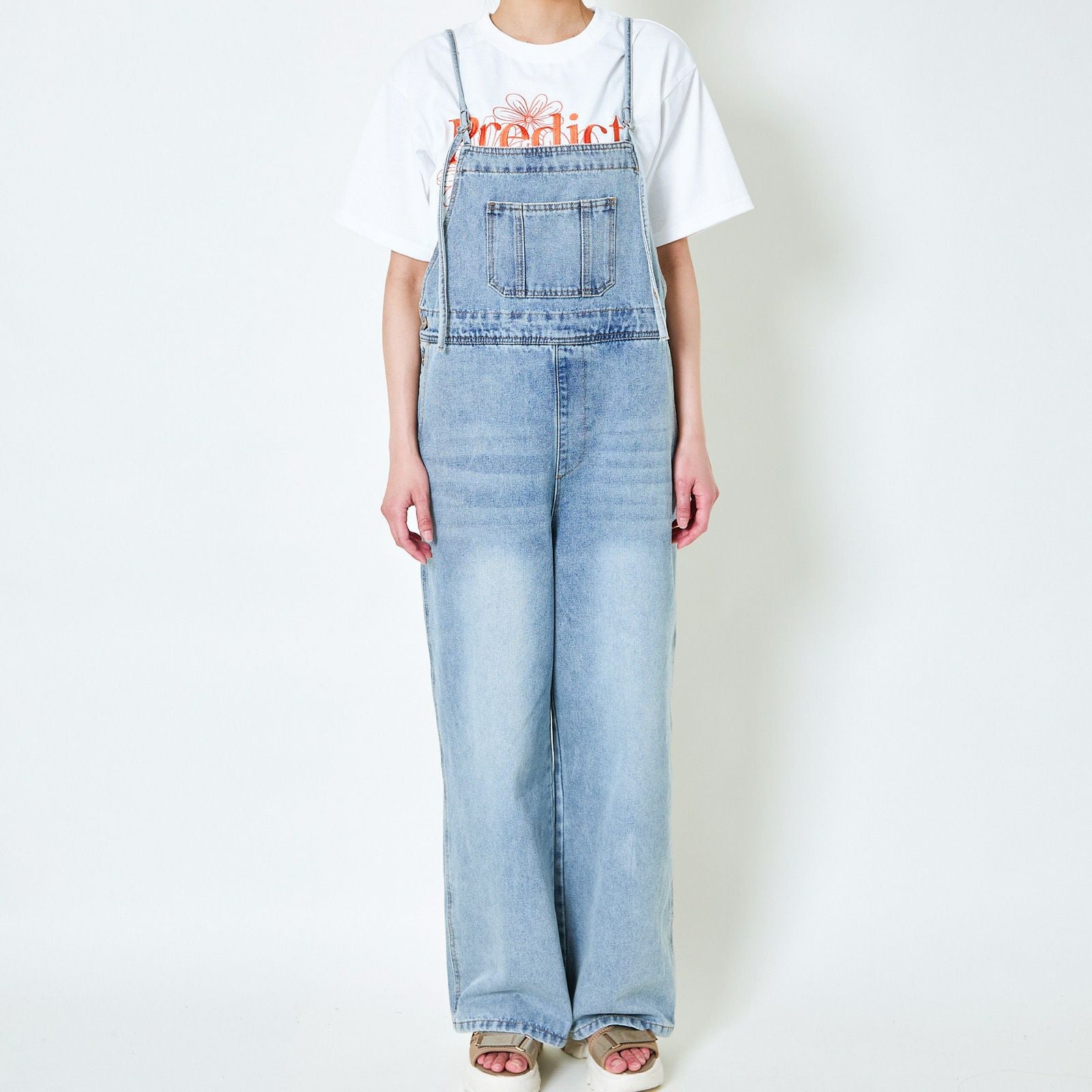 華奢ストラップ×美シルエット》レディース デニムキャミサロペット
