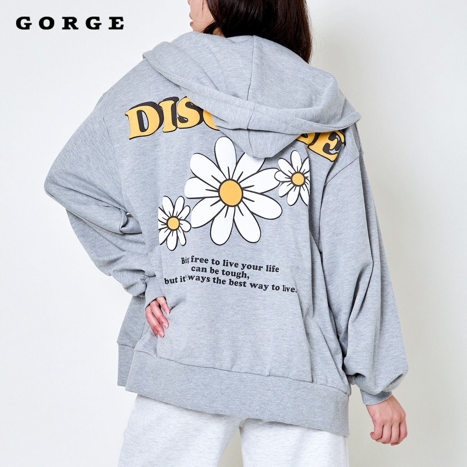 バックロゴ×花柄プリント》ZIPパーカー／ゆるカワ抜け感◎ | GORGE