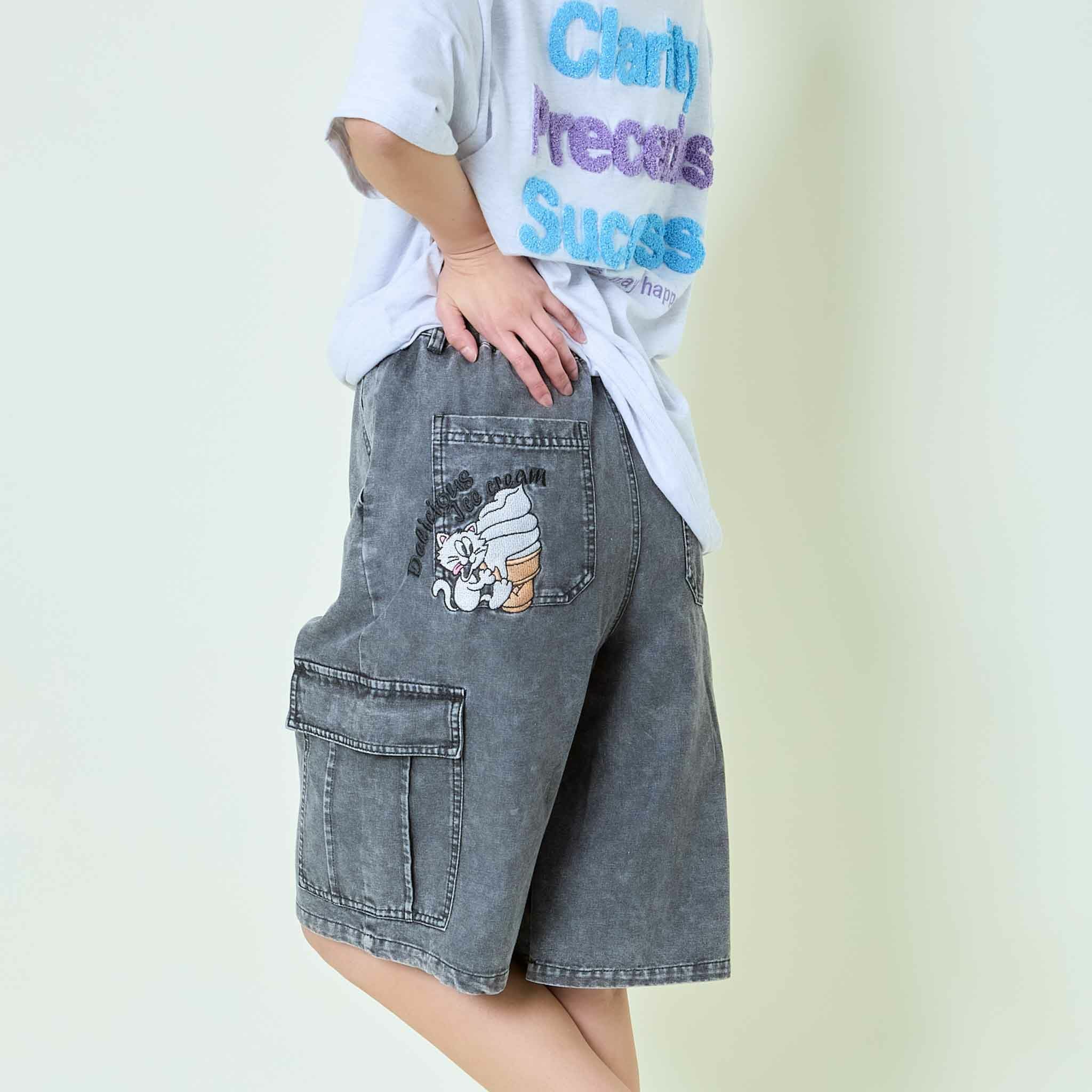 カーゴデニム刺繍ハーフパンツ | GORGE