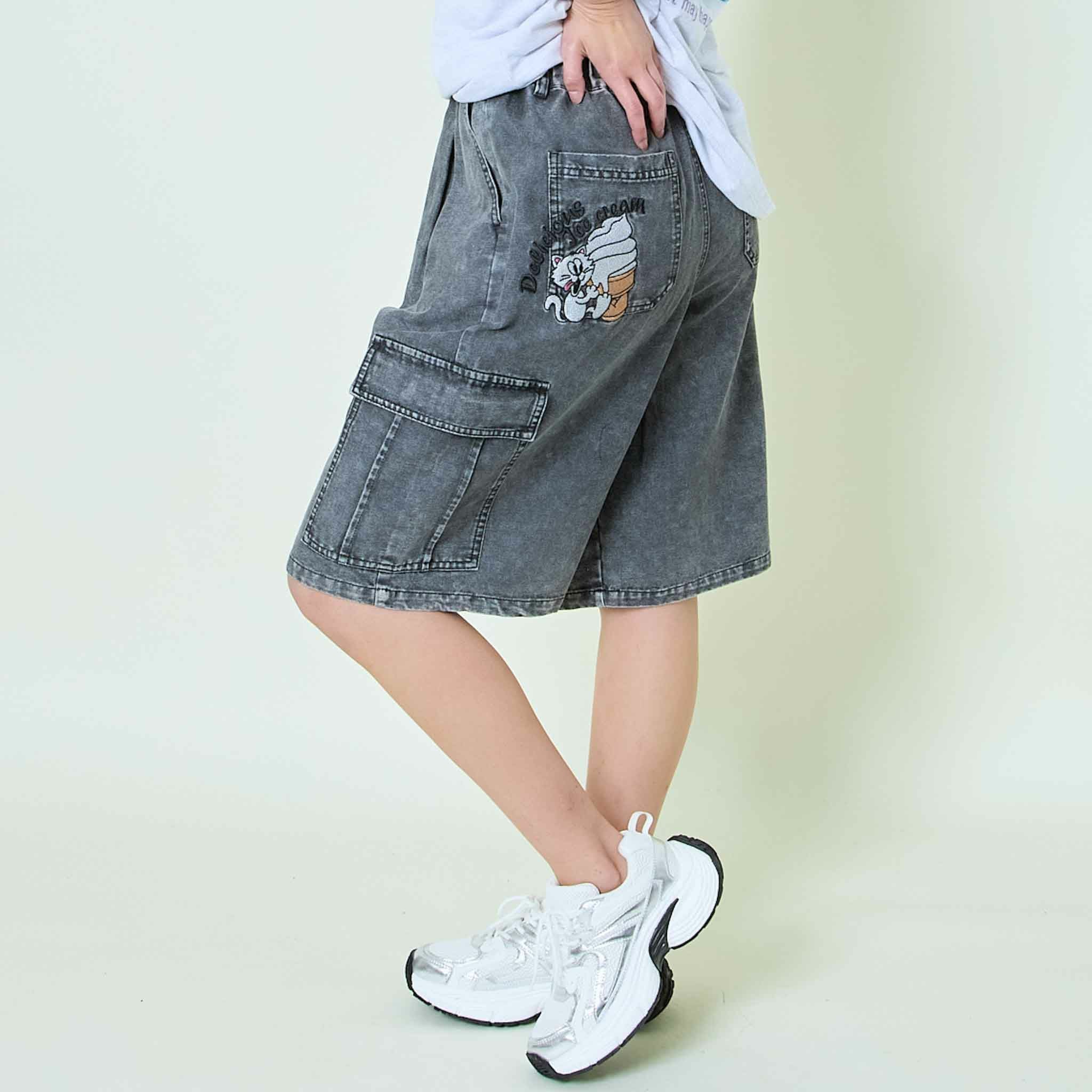 カーゴデニム刺繍ハーフパンツ | GORGE