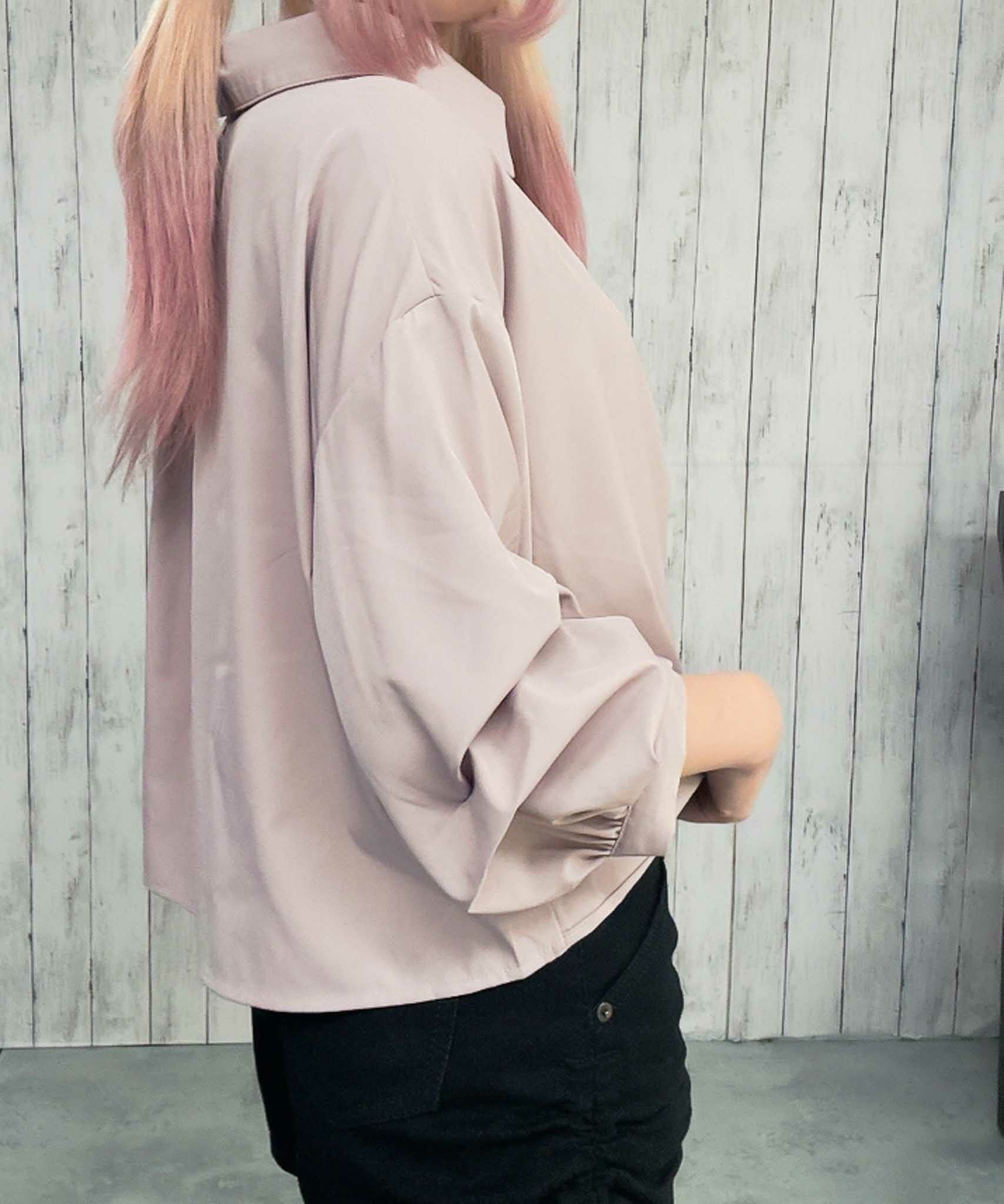 抜け感×立体タック》レディース ポリエステル スキッパーシャツ