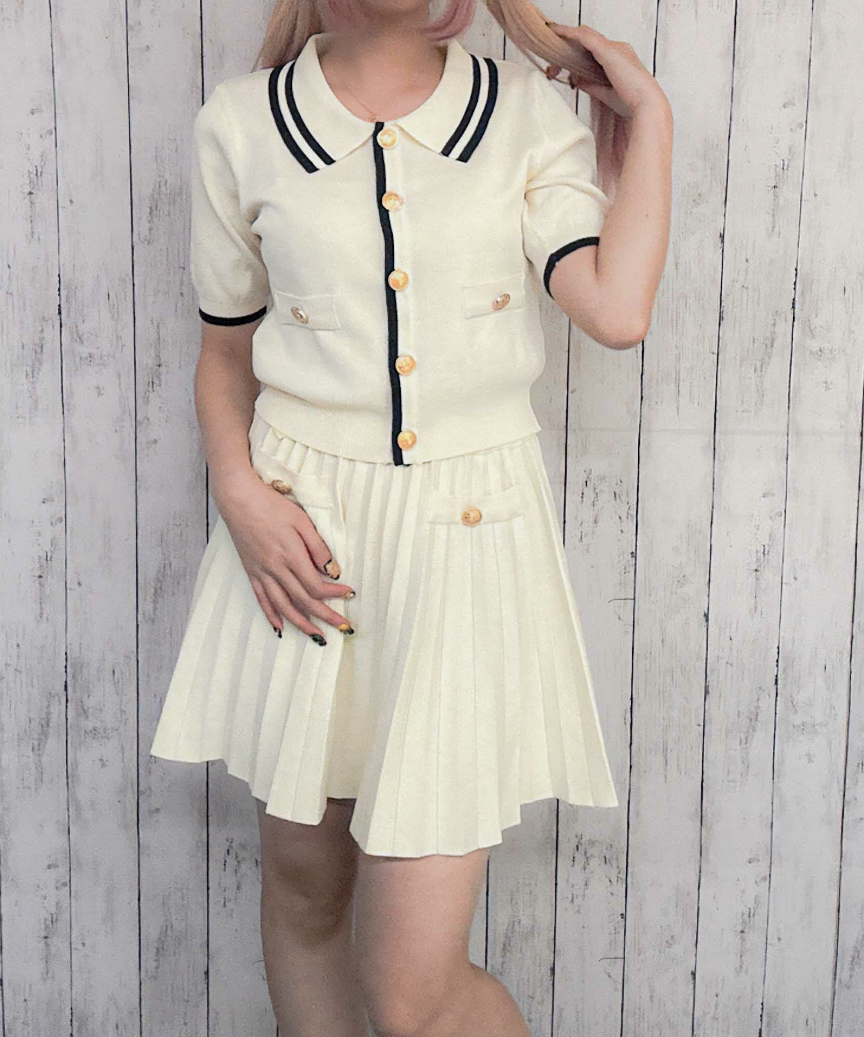 【美品】レトロ古着 BIKI ノーカラー 金ボタン スカート セットアップ L VINTAGE - 【美品】レトロ古着 BIKI ノーカラー 金ボタン スカート