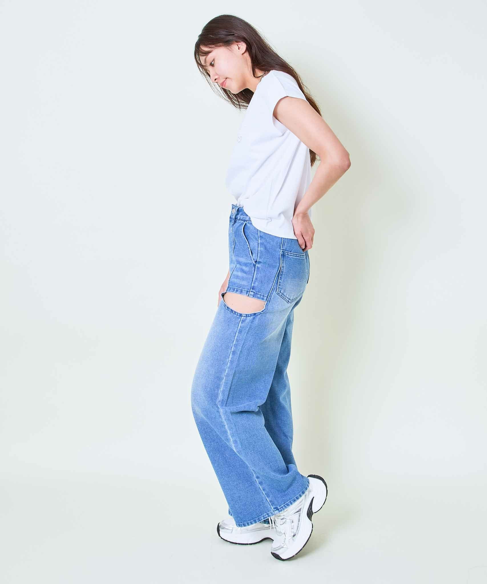 サイドカットアウトデニムパンツ | GORGE