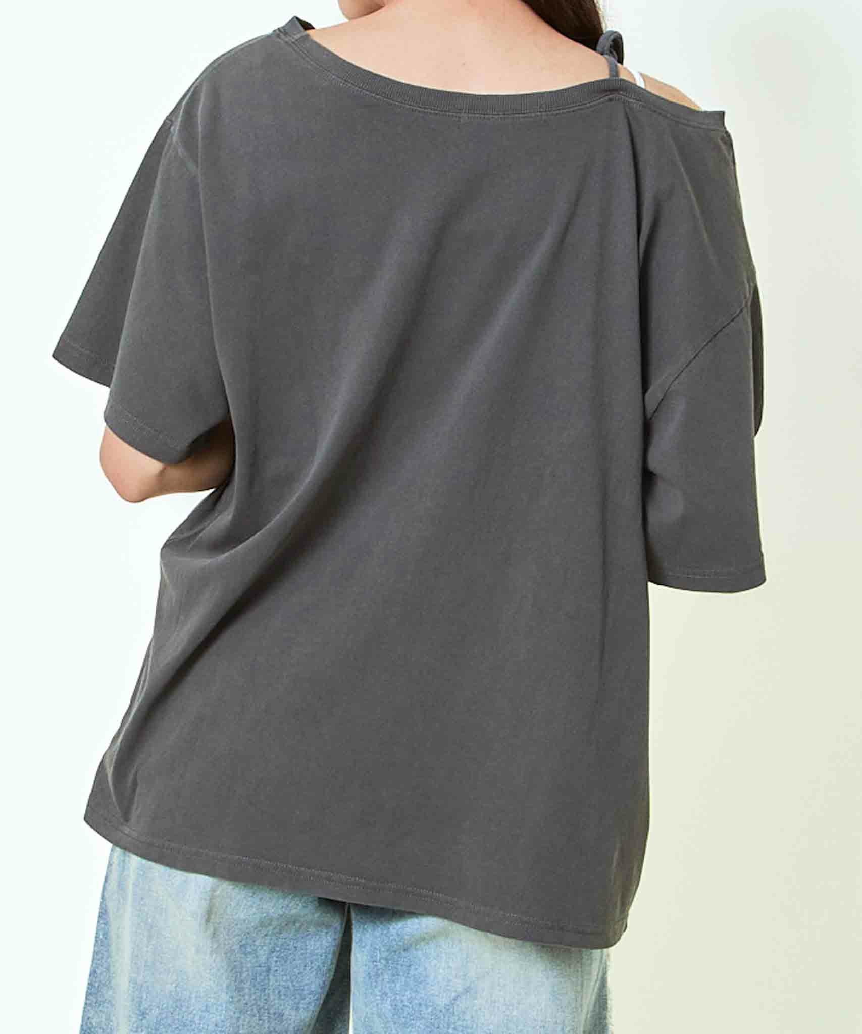 ワンショル×ロゴプリント》レディース ルーズTシャツ オーバーサイズ