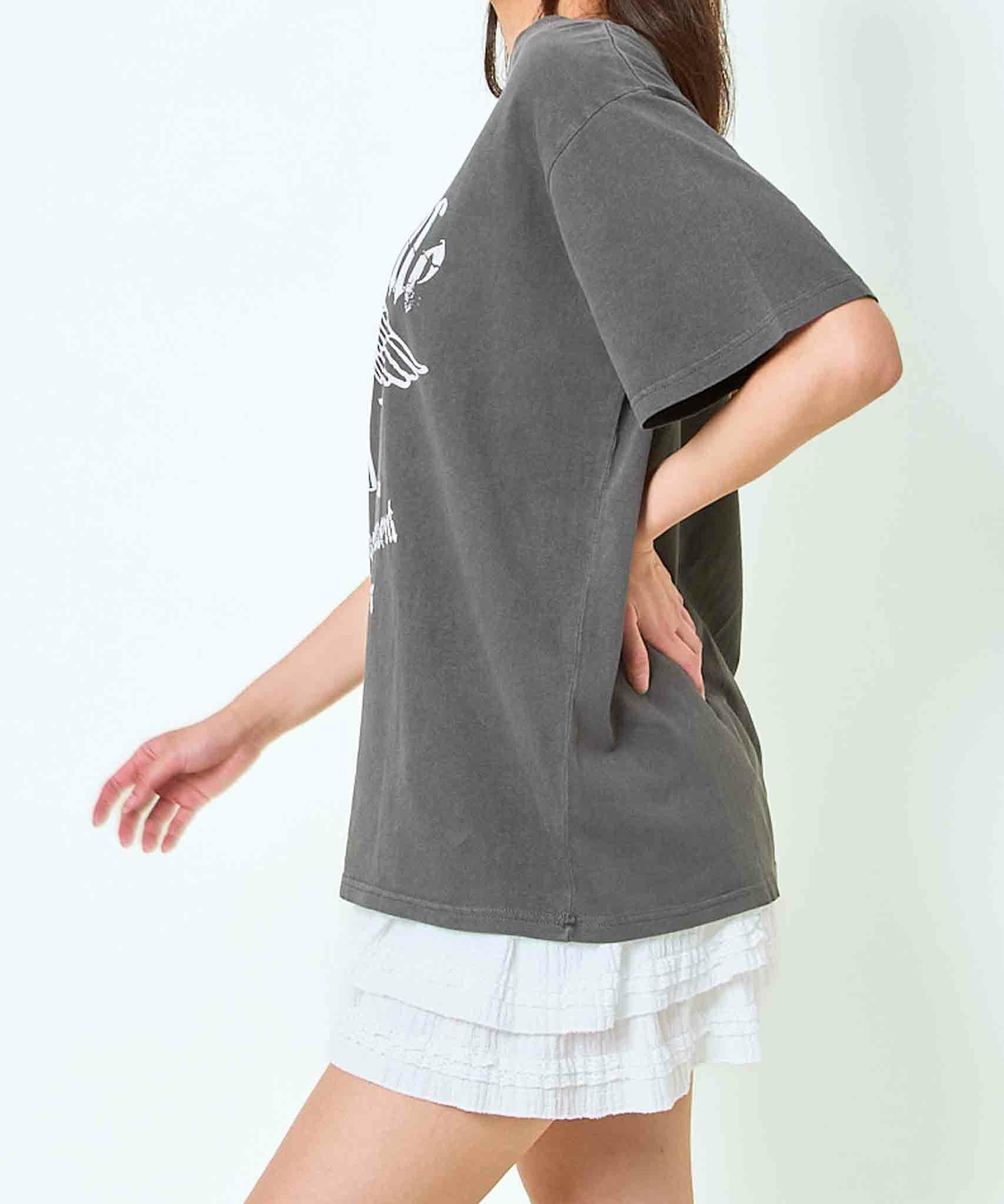 ワンショル×ロゴプリント》レディース ルーズTシャツ オーバーサイズ