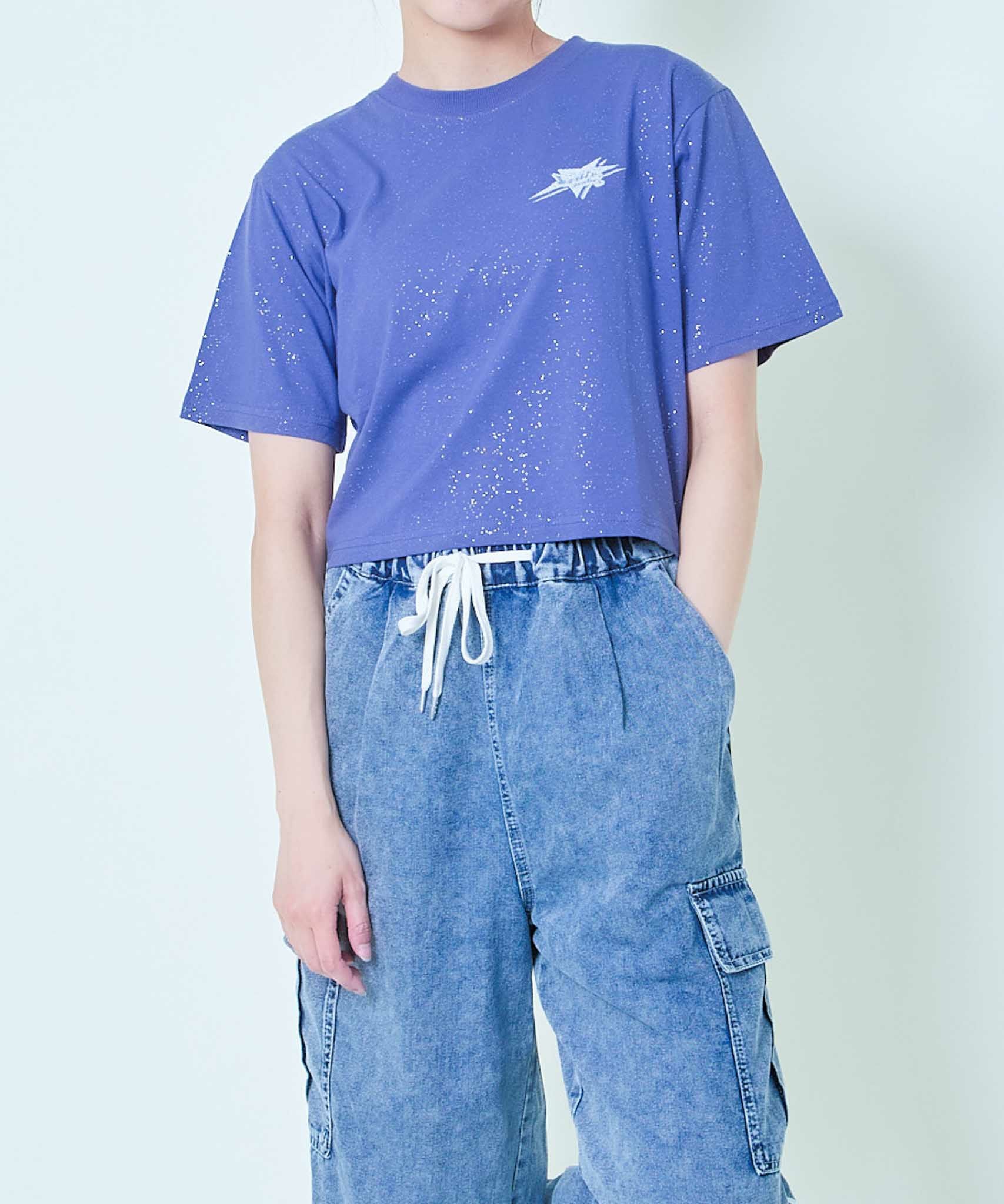 星モチーフ×インパクトロゴ》レディース 半袖Tシャツ ストリート 春夏