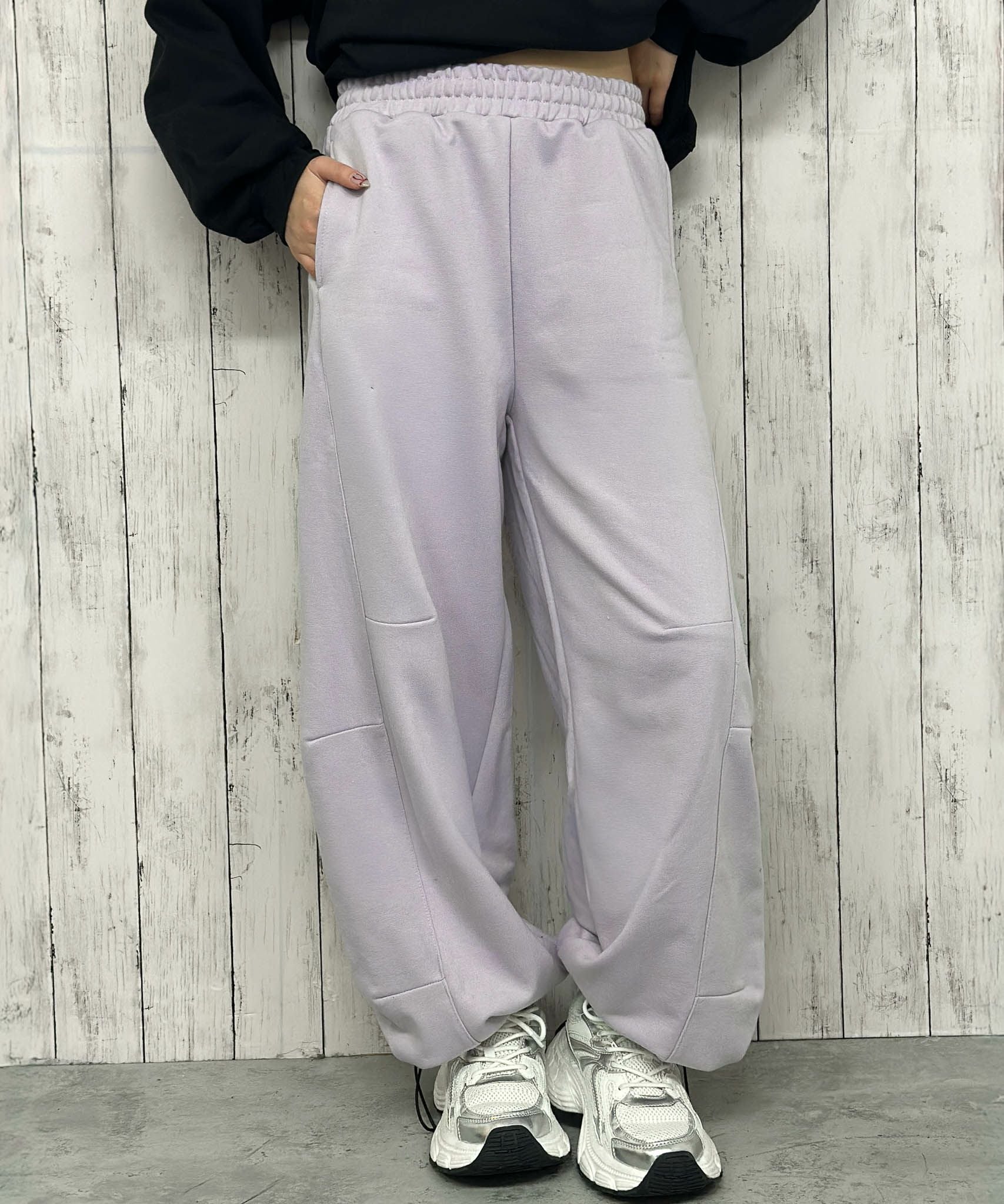 裾ドロスト×ゆるストレート》レディース スウェットパンツ カーブ