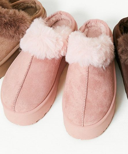 ふわもこ暖か♪》厚底ムートンスリッポン レディース 冬の防寒