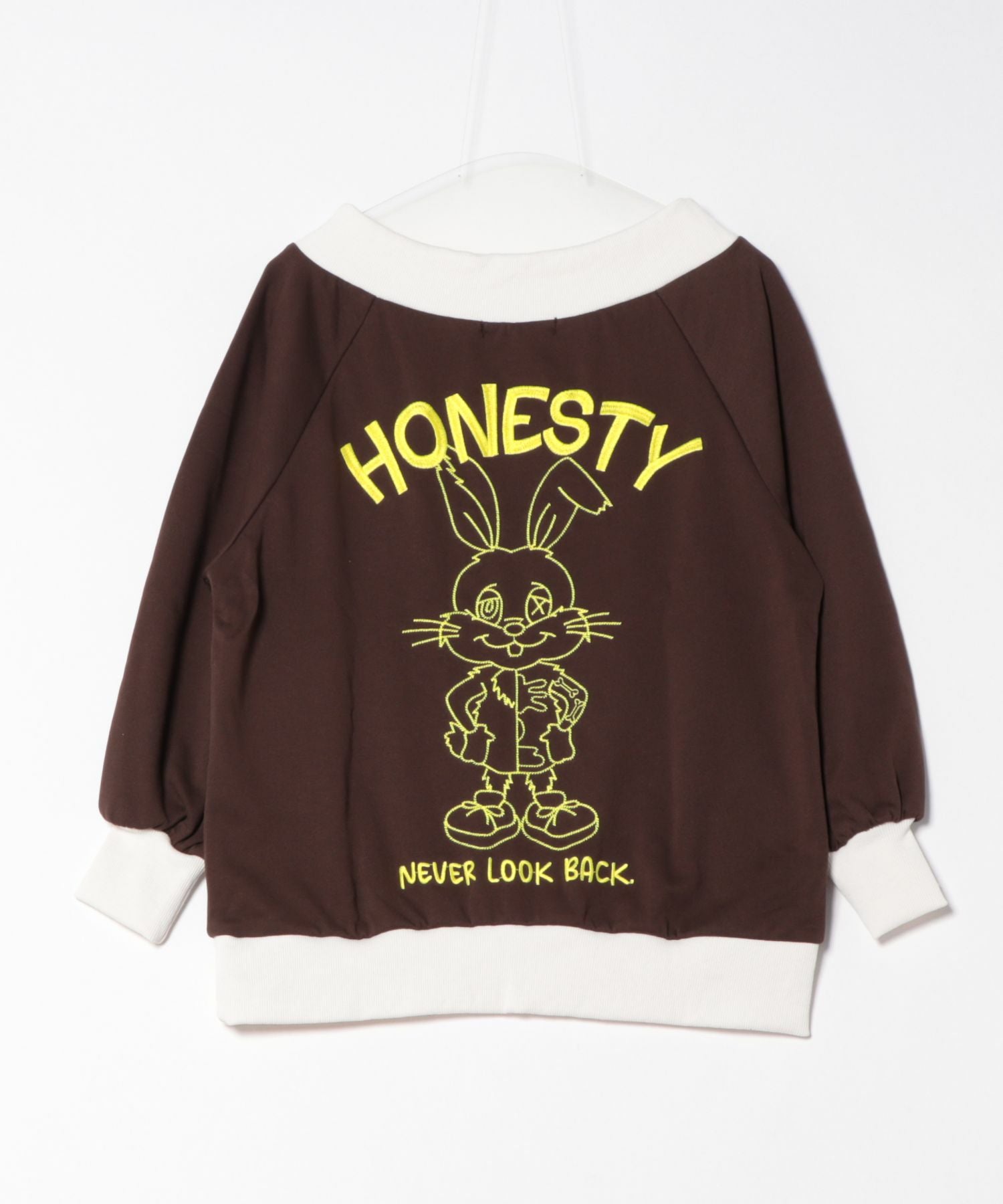 オフショル×バックうさぎ刺繍》レディース 裏毛 スウェット うさぎ