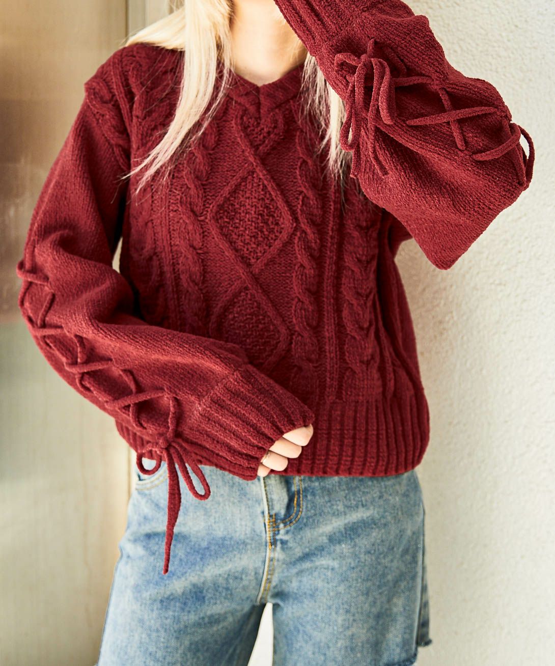 GORGE ゴージ ニットセーター Vネック size F GORGE（ゴージ）の「《USAフラッグ×オーバーシルエット》レディース