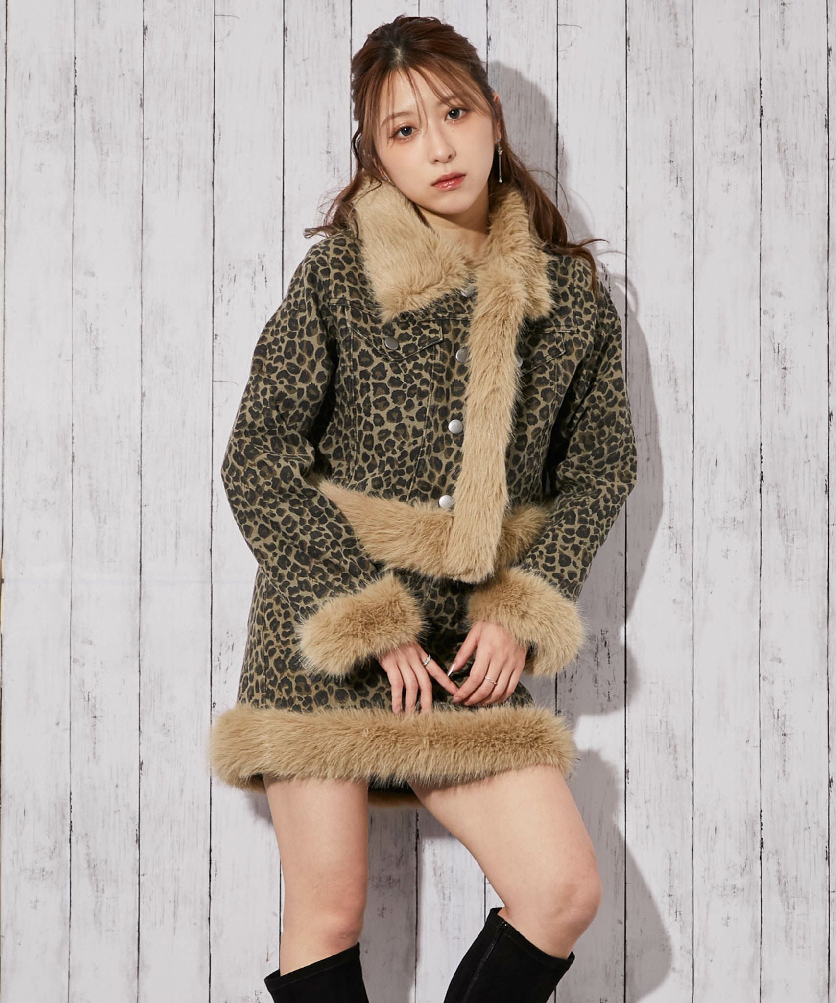 ファーデザイン×デニム》レディース ジャケット 裏付き ショート丈