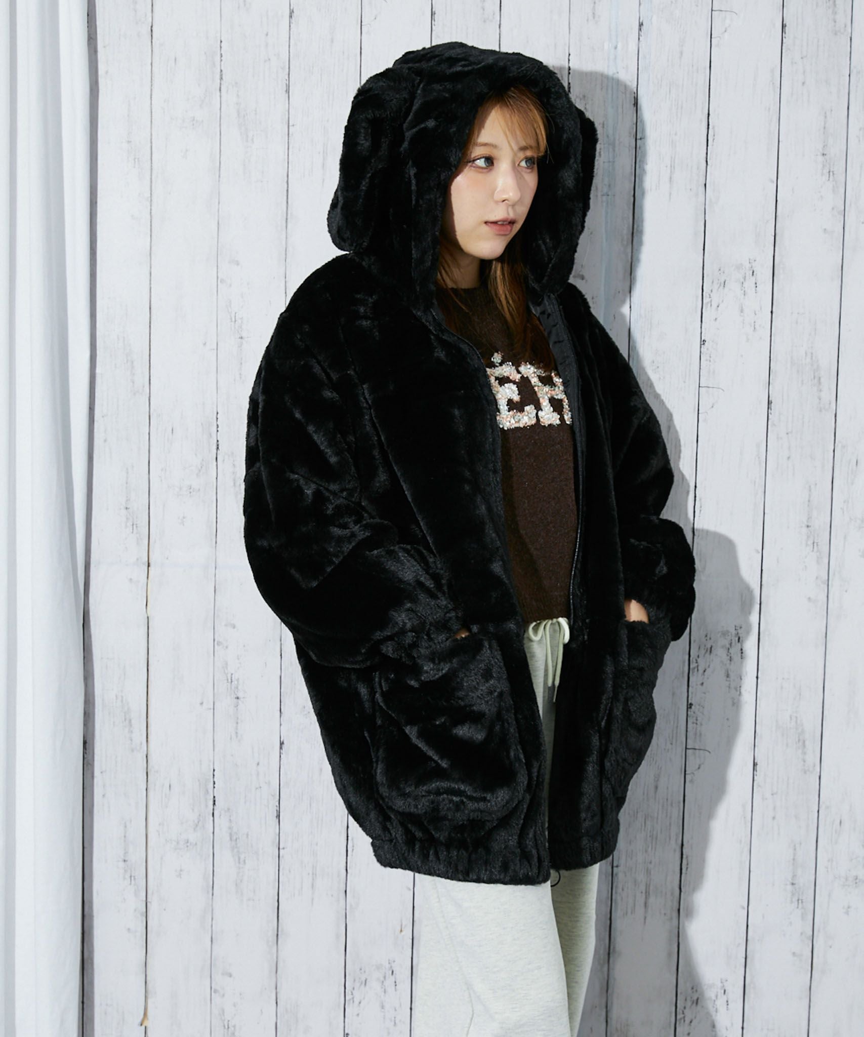 フェンディフリースアウター 動物耳付き FENDI（フェンディ） 銀座店 羊毛×キャメル フリース ボア レザー