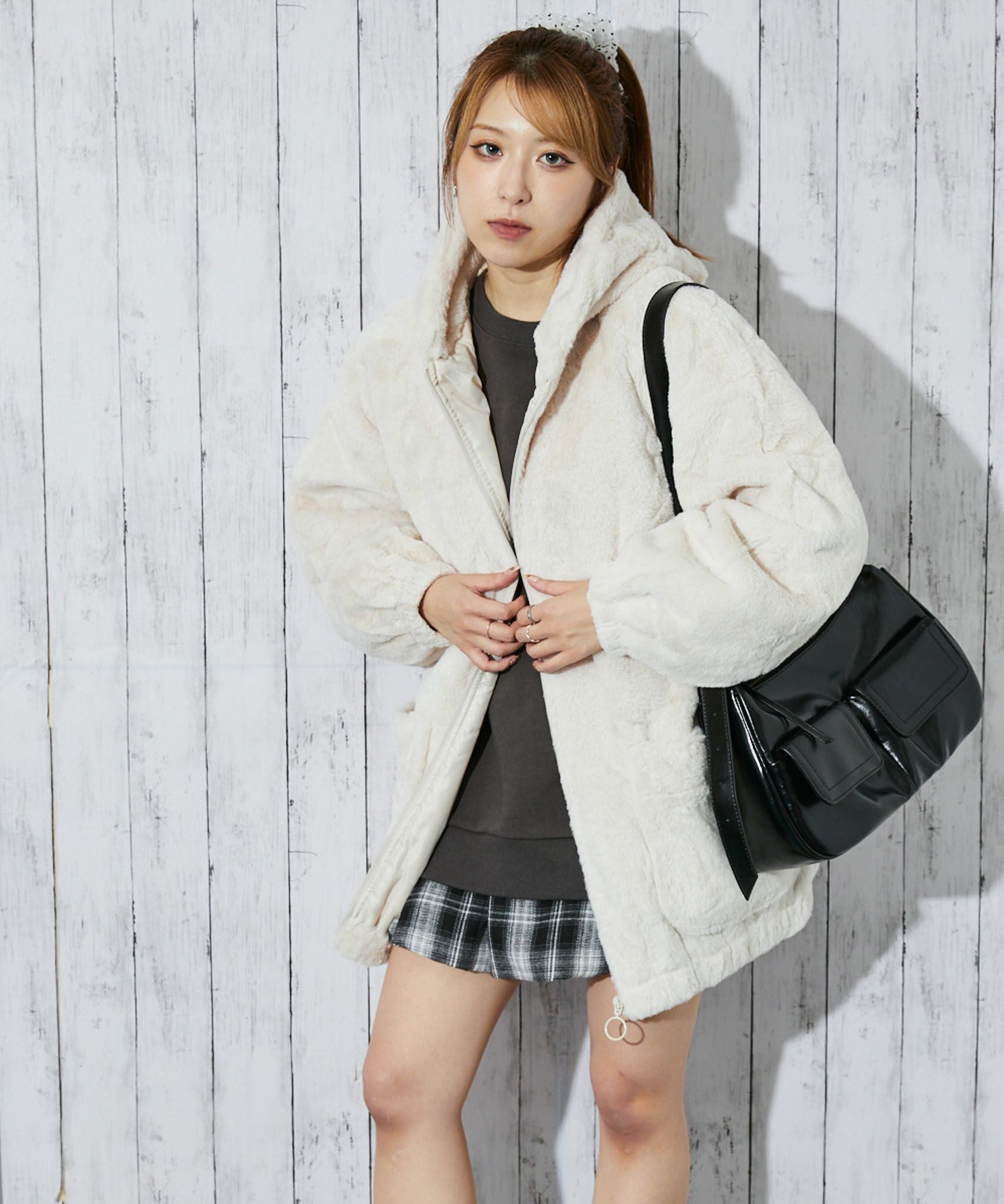 アニマル耳付きフード》レディース フェイクファー ブルゾン ふわもこ