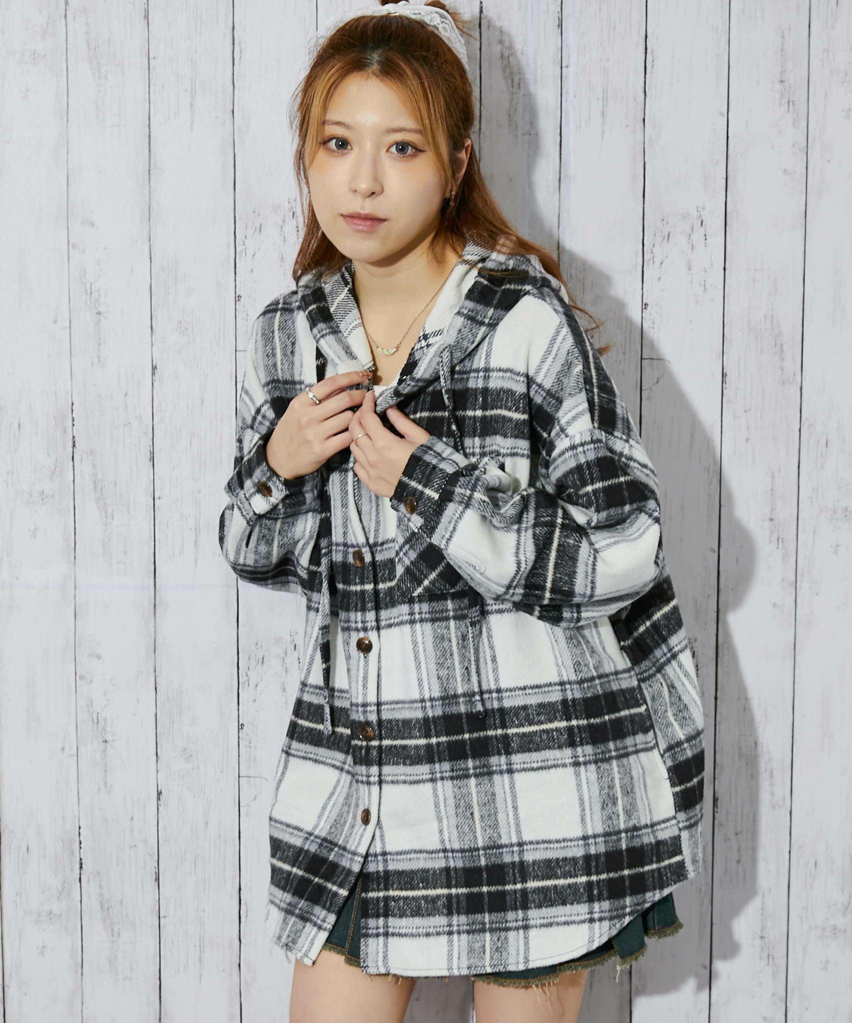 極美品✨ フランクアンドアイリーン 希少 JOEDY チェックシャツ ゆったり ふんわり起毛×フード付き》レディース チェックシャツ ゆるシルエット