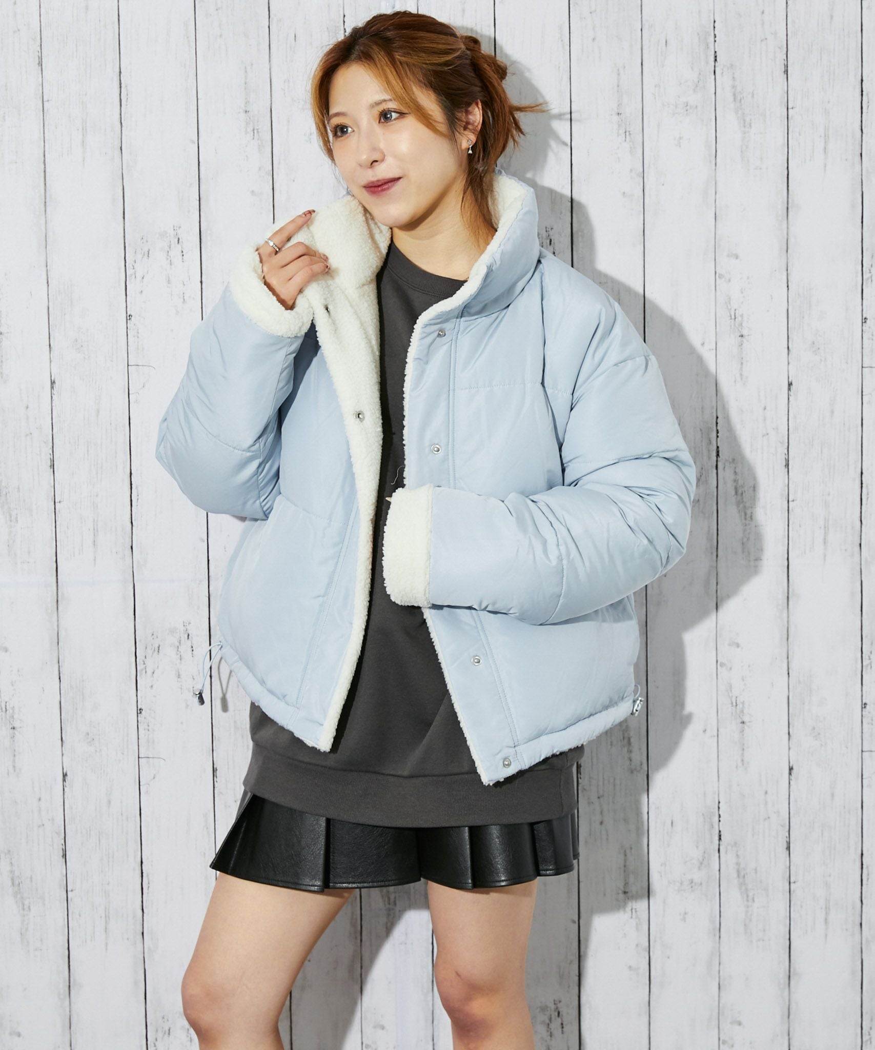 2WAYリバーシブル》レディース ボア×中綿ブルゾン あったか防寒
