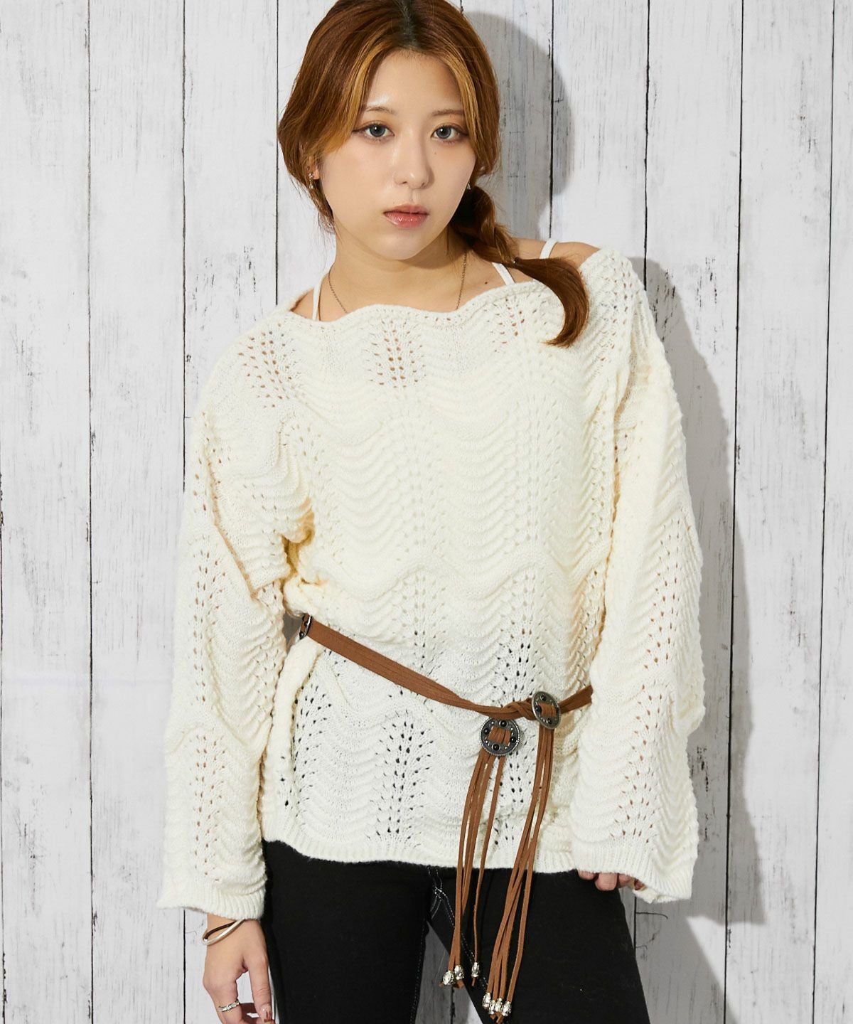 定価2.5万エクリュベージュ　美品　女子力アップ　ニットバッグ APRILY / マリアージュ リュクス スマホポシェット