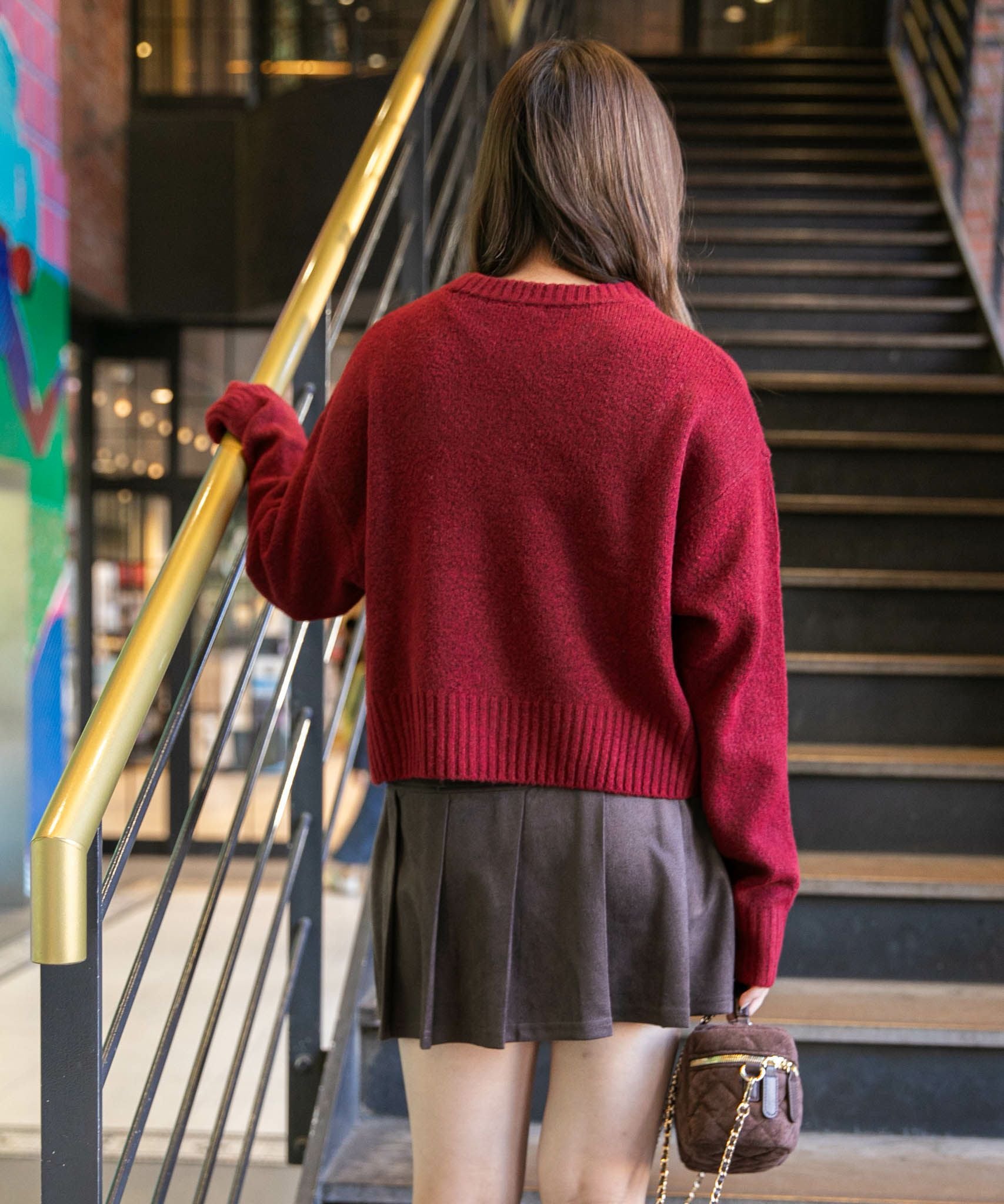 ショート丈×くま刺繍》レディース ニット トップス ニット帽付き