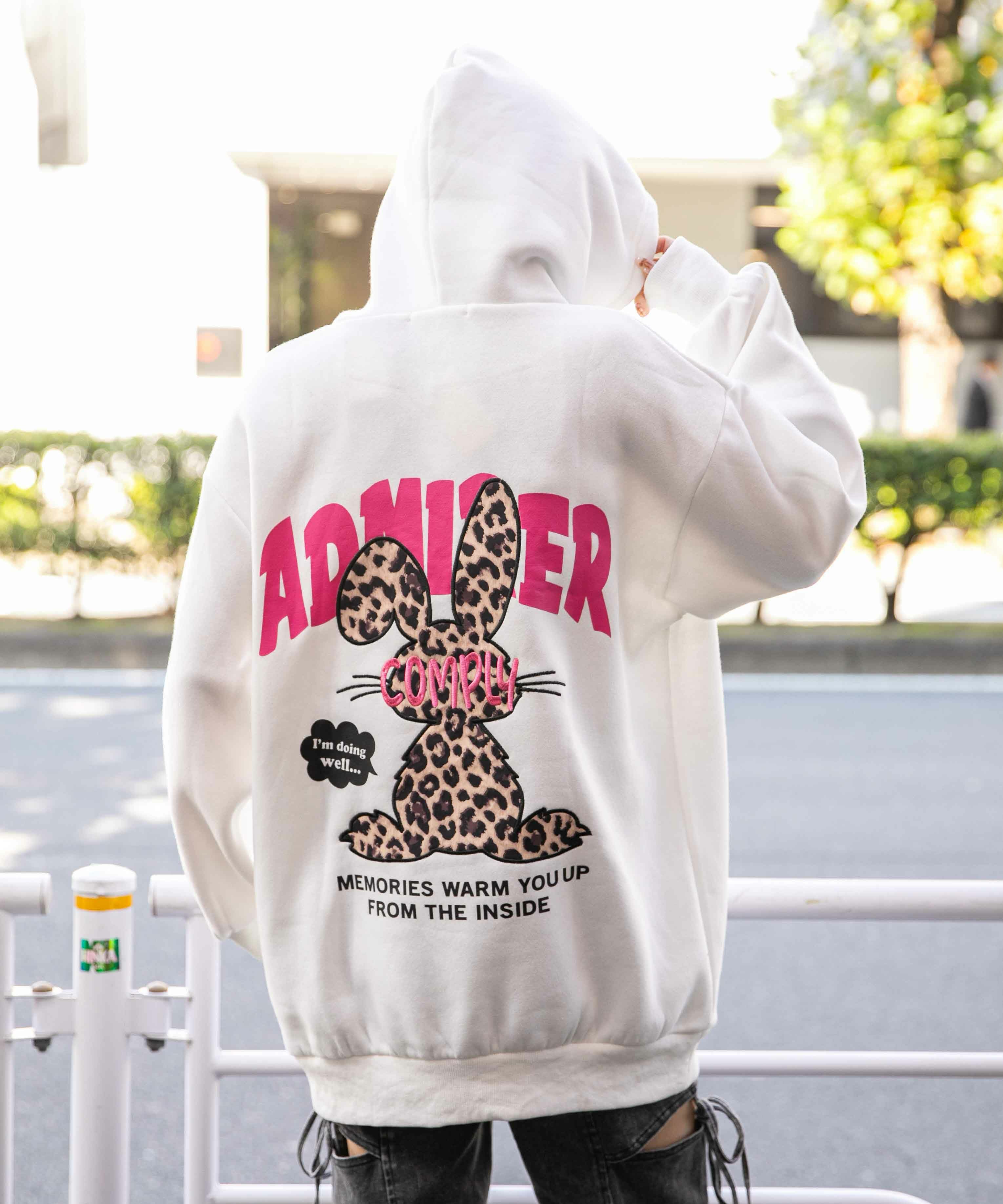 セメント パーカー 裏起毛 レディース きれいめ トップス お洒落 ロゴ 花 セ バックラビット×ロゴ刺繍》レディース 裏起毛 プルパーカー スウェット