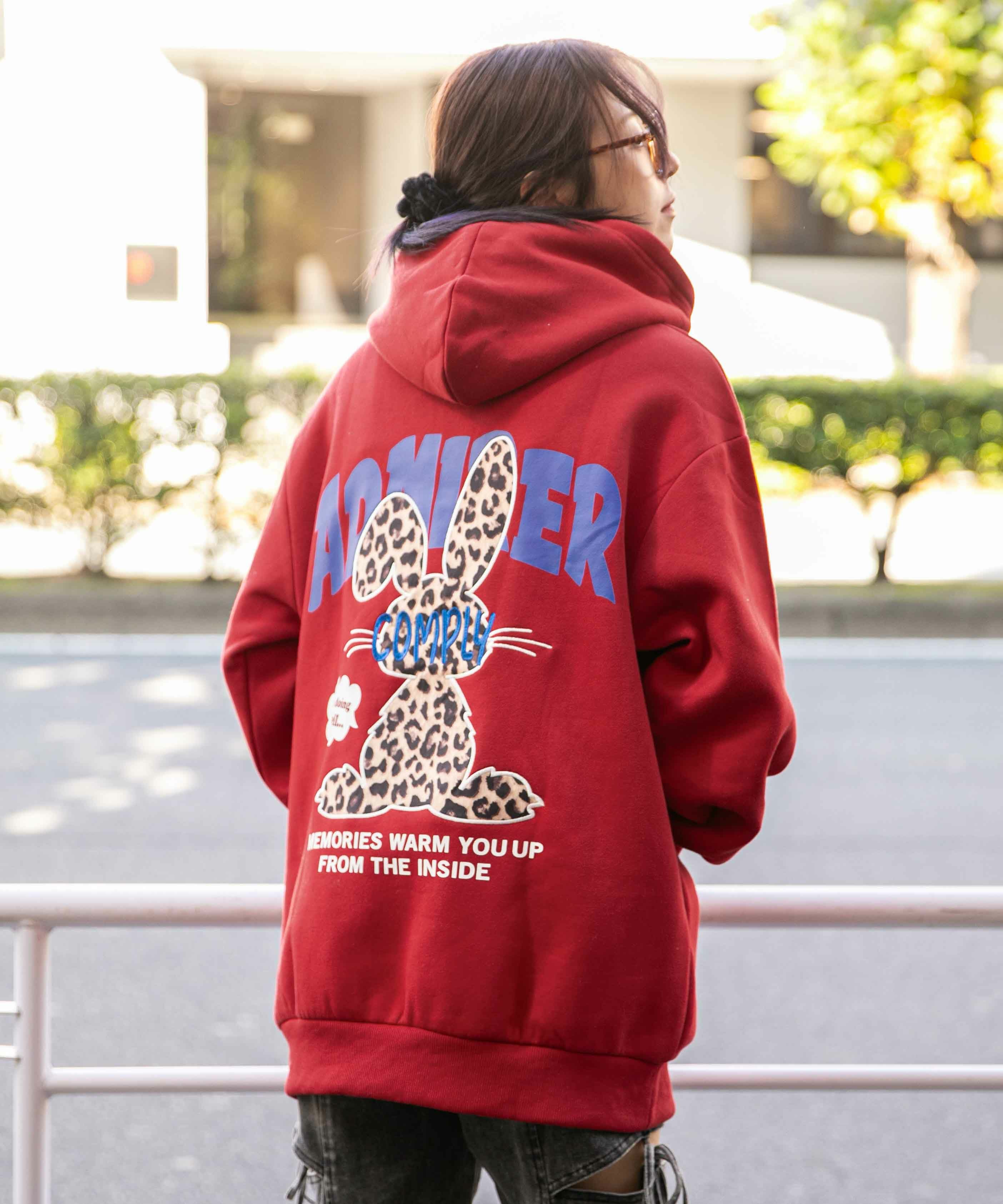 バックラビット×ロゴ刺繍》レディース 裏起毛 プルパーカー スウェット