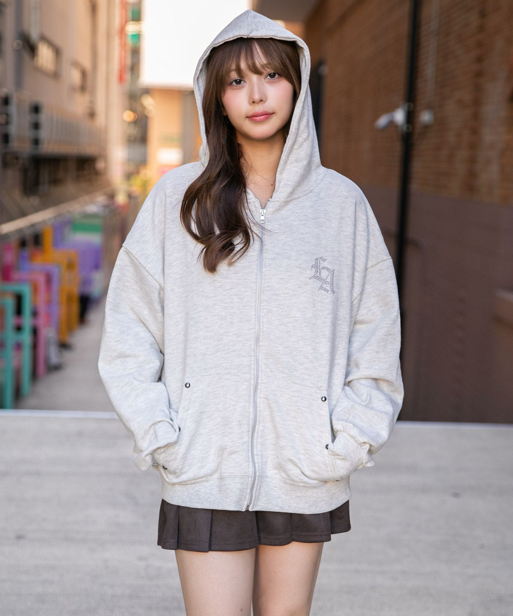 背中クロス×ロゴ×胸ワンポイントロゴ》裏毛ジップパーカー 秋冬 | GORGE