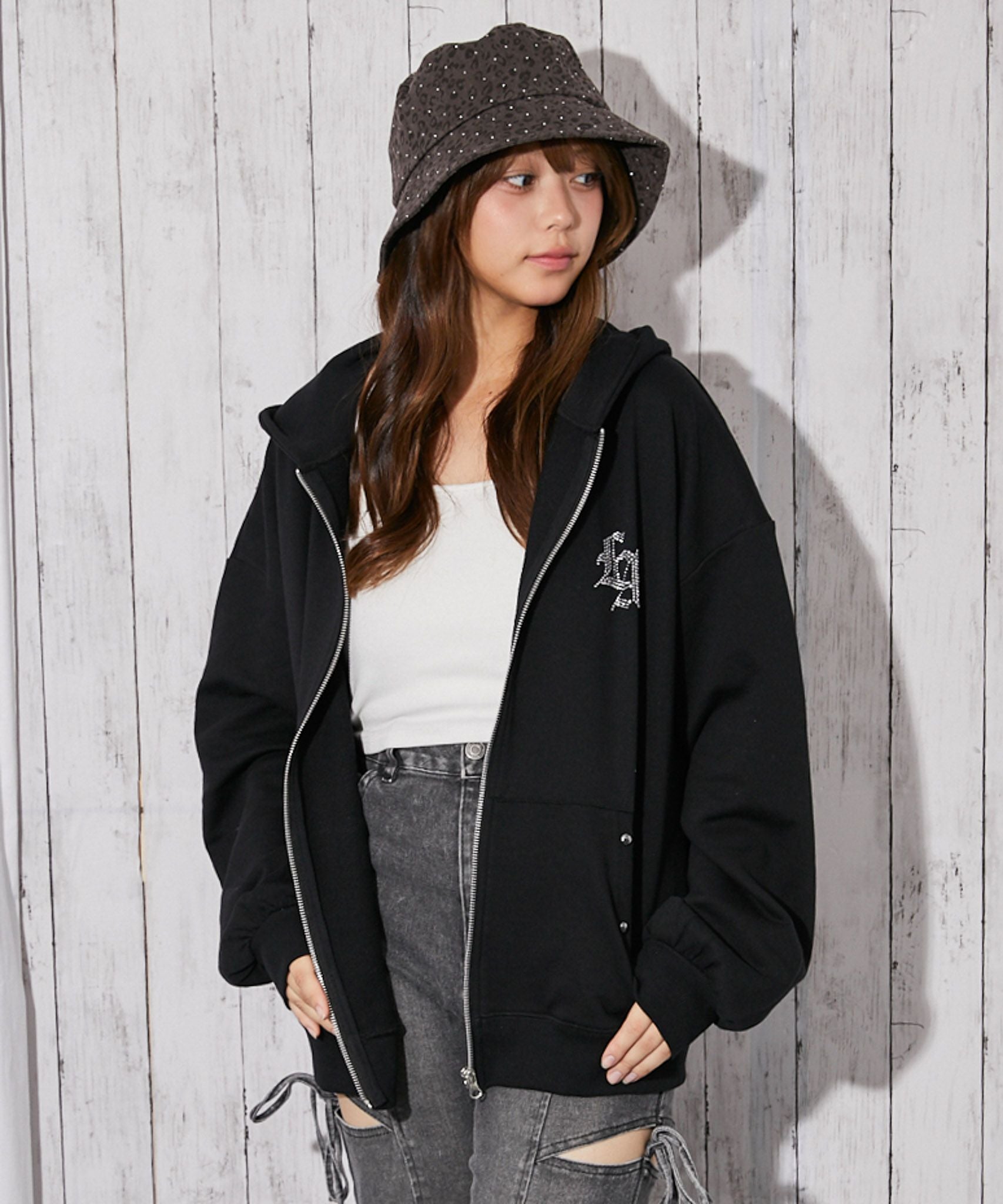 背中クロス×ロゴ×胸ワンポイントロゴ》裏毛ジップパーカー 秋冬 | GORGE