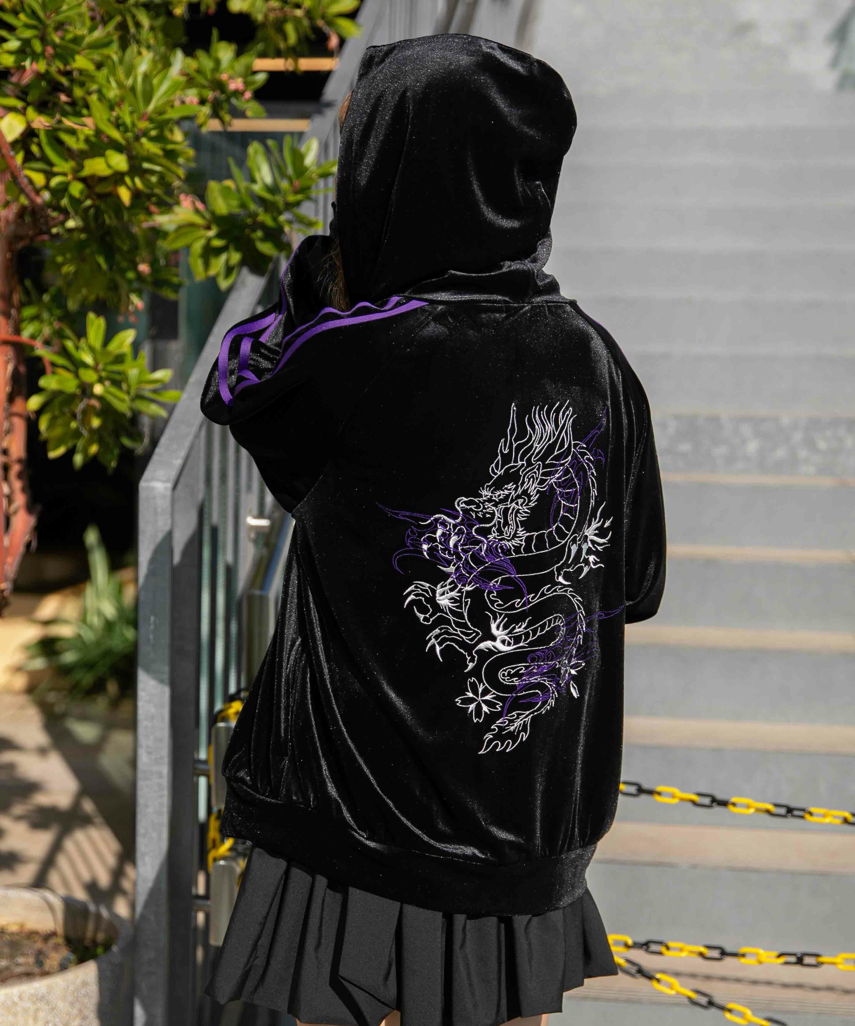 ベロア×ドラゴン刺繍》サイドラインジップパーカー | GORGE ベロア×ドラゴン刺繍》サイドラインジップパーカー | GORGE