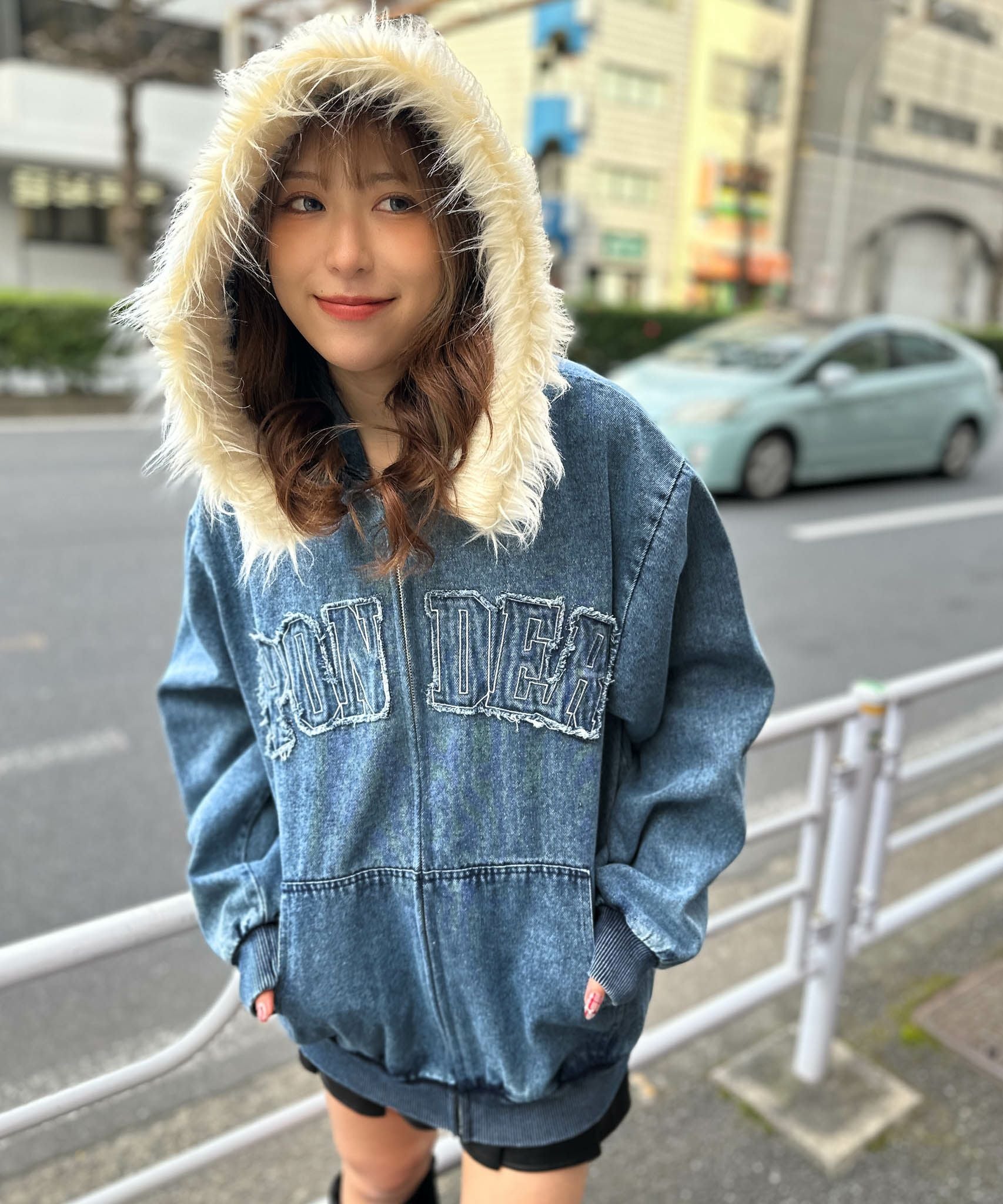 ファーフード取外し可×ヴィンテージ風》デニムZIPブルゾン／秋冬
