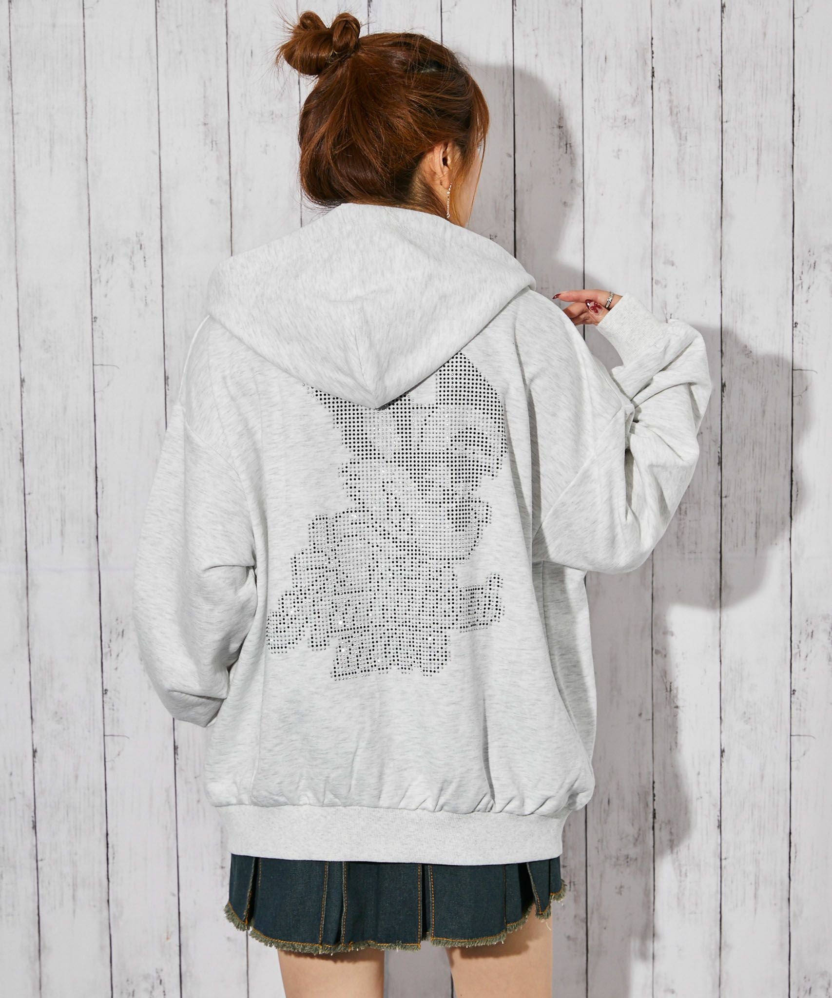 ラビットモチーフ×バックデザイン》裏毛ZIPパーカー／秋冬春／全3
