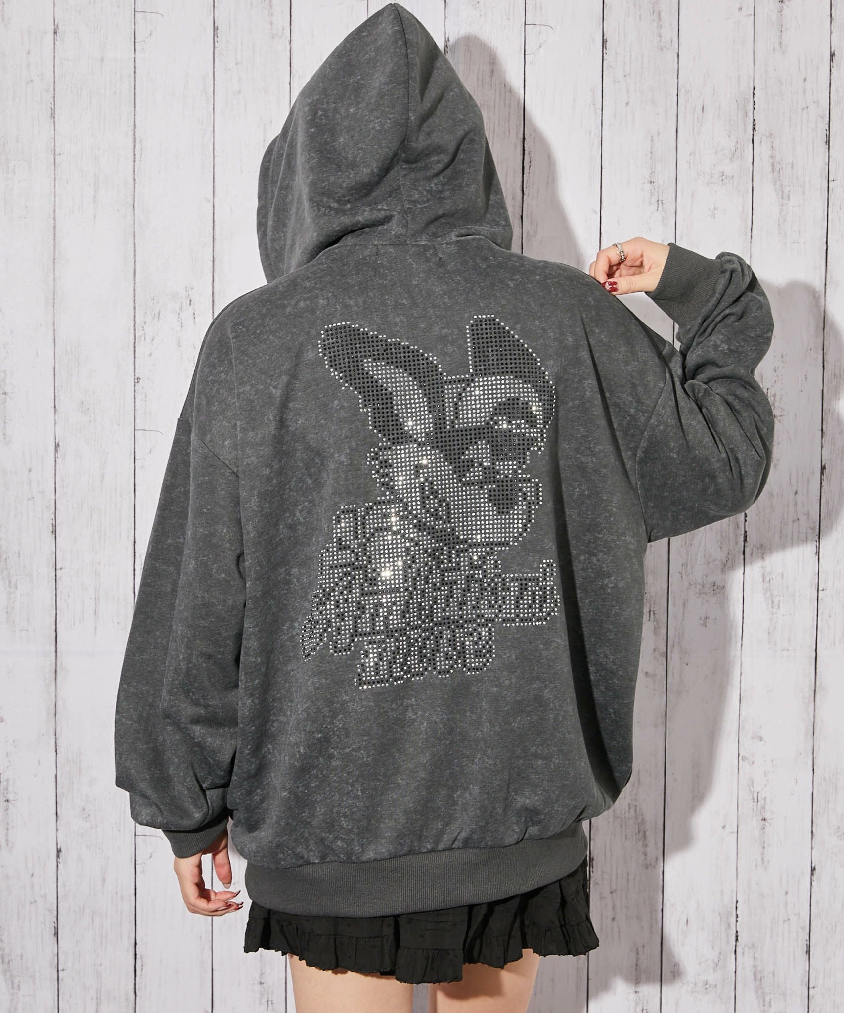 ラビットモチーフ×バックデザイン》裏毛ZIPパーカー／秋冬春／全3