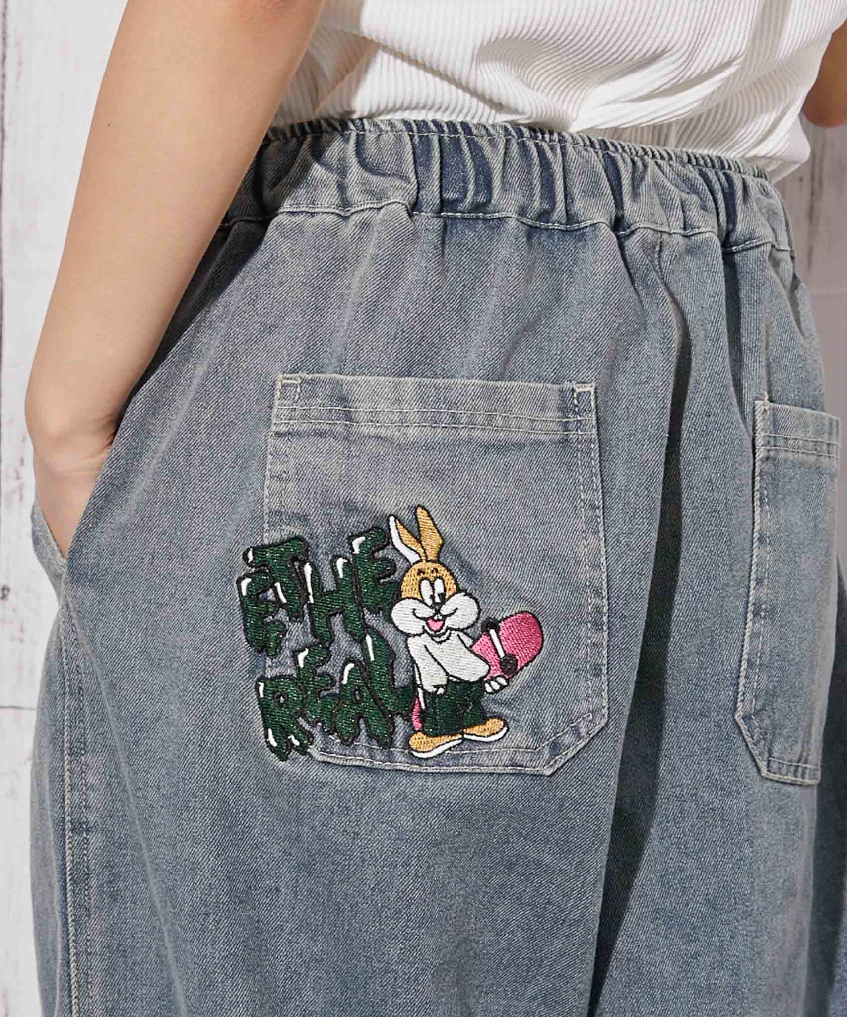 スーパーワイド 刺繍》デニムパンツ／カジュアル×ストリート／オール