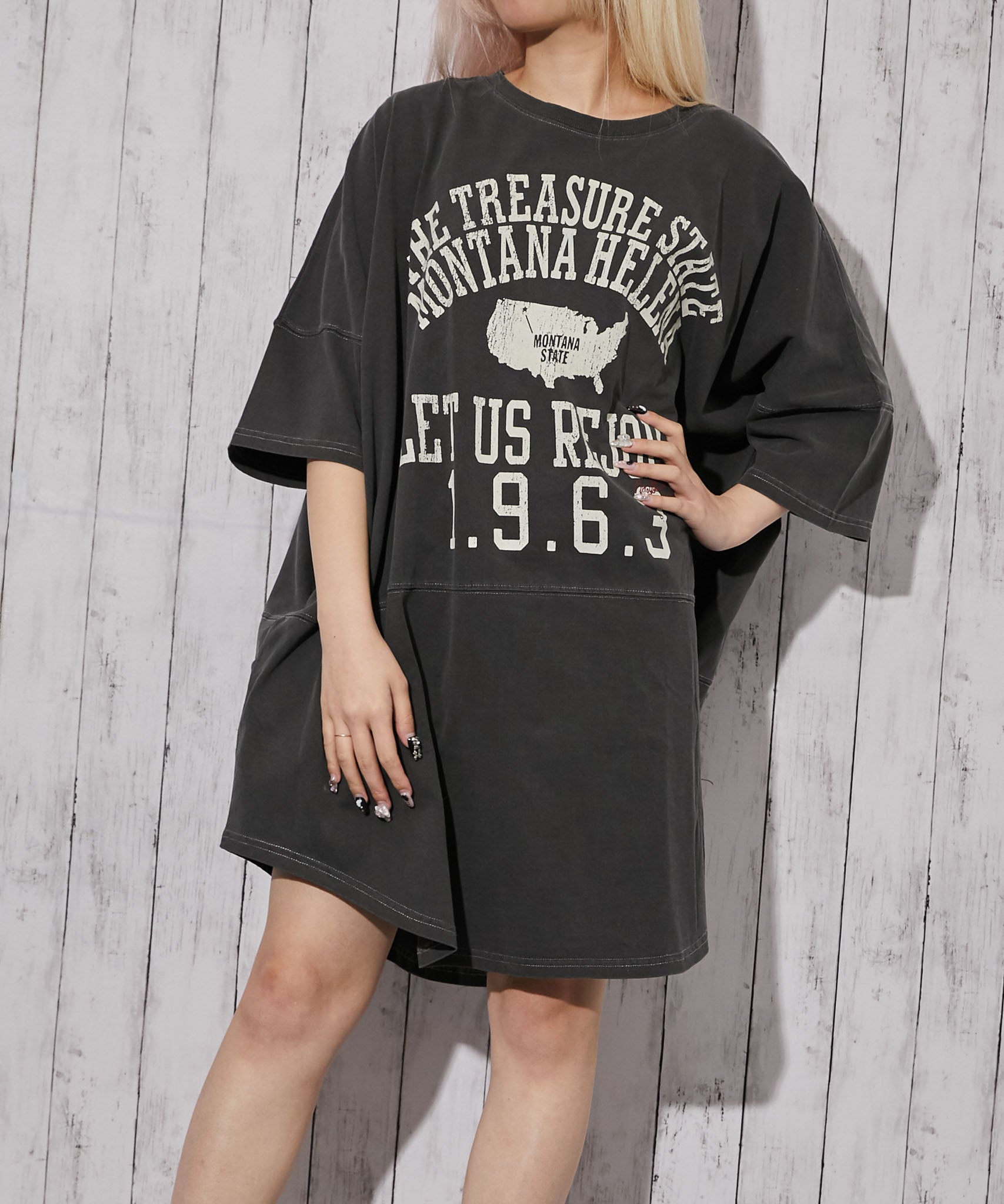 ピグメント＆ロゴ》チュニックTシャツ／カジュアル×ストリート／春夏