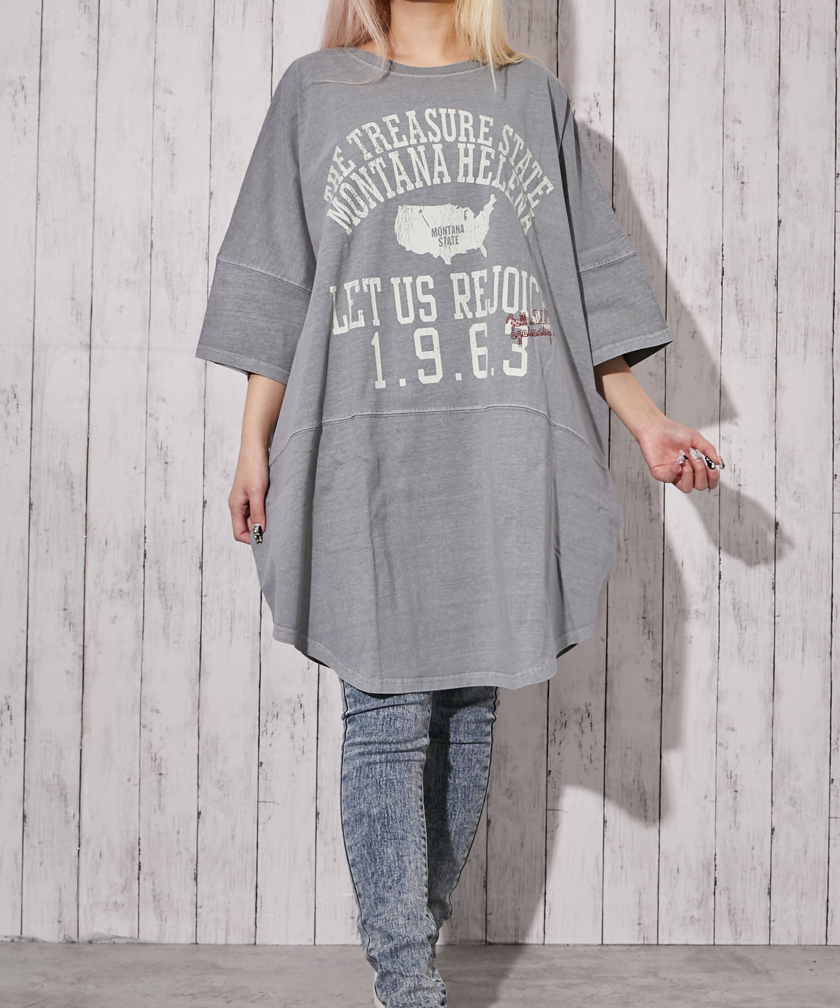 ピグメント＆ロゴ》チュニックTシャツ／カジュアル×ストリート／春夏